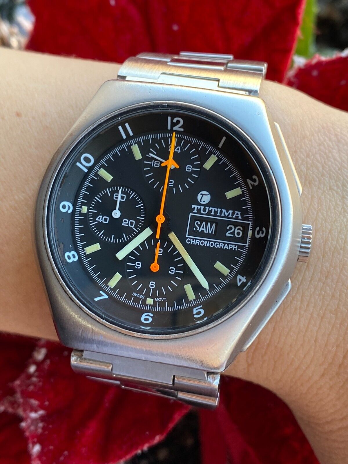 Tutima Military Chronpograph Lemania 5100 Automatic Mens 43mm Swiss Made