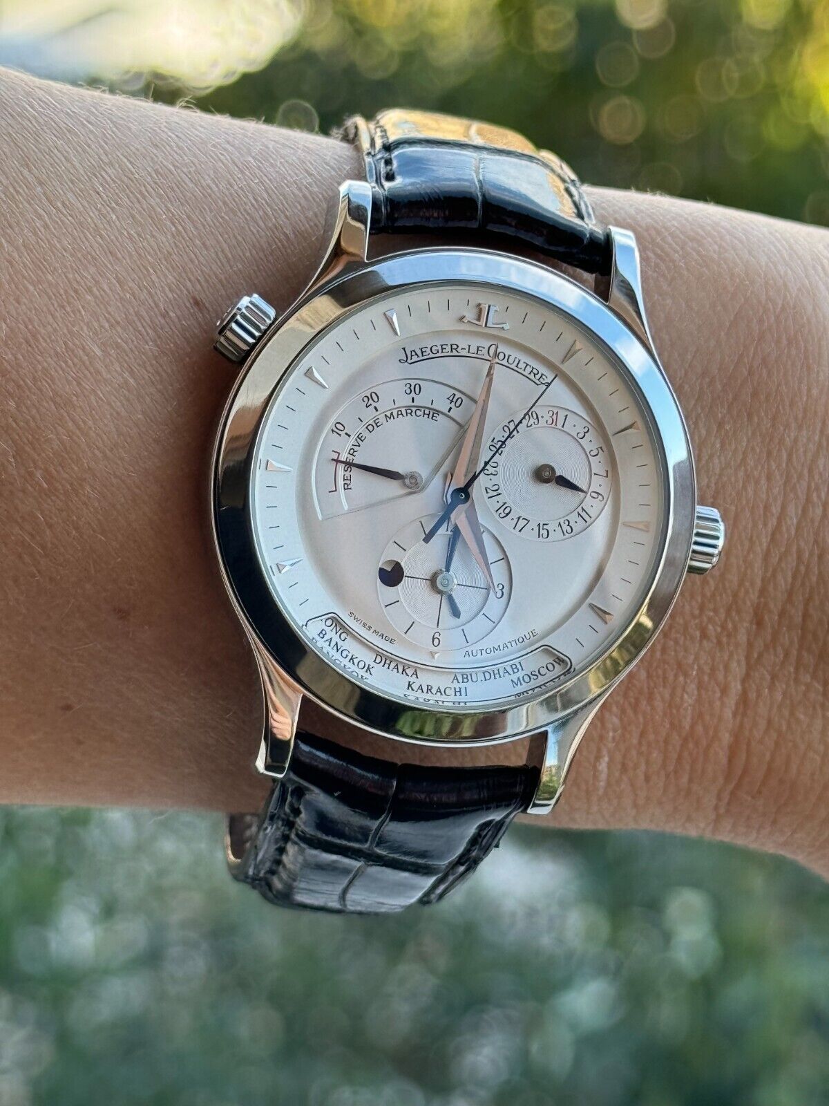 Jaeger Lecoultre Master Control 1000 Hours Geographic Dual Time Zone Mens Swiss