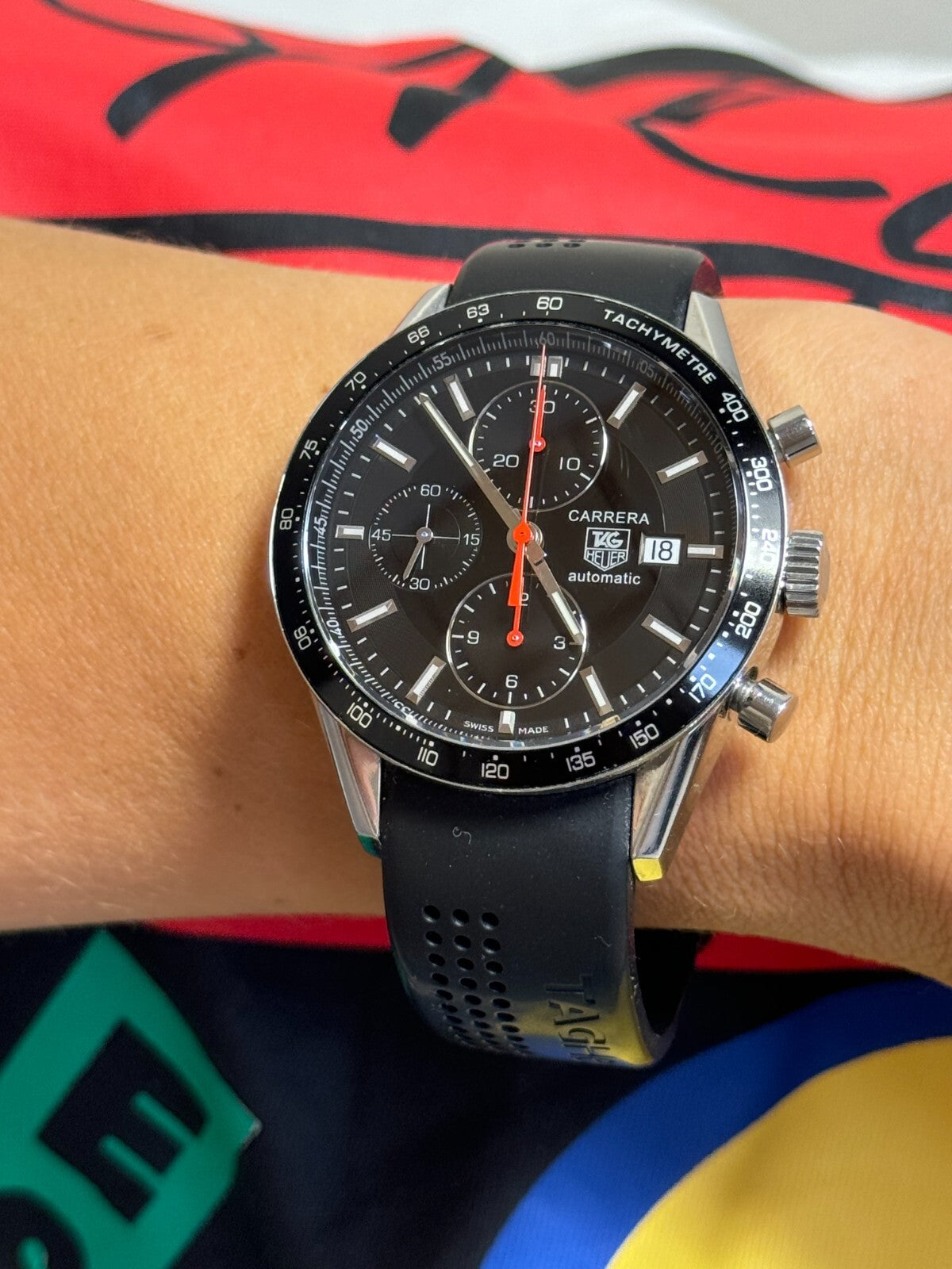 Tag Heuer Carrera Calibre 16 Chronograph | Ref. CV2014-2 | 41.5mm Swiss Automatic Men’s Watch | Original Dial & Rubber Strap