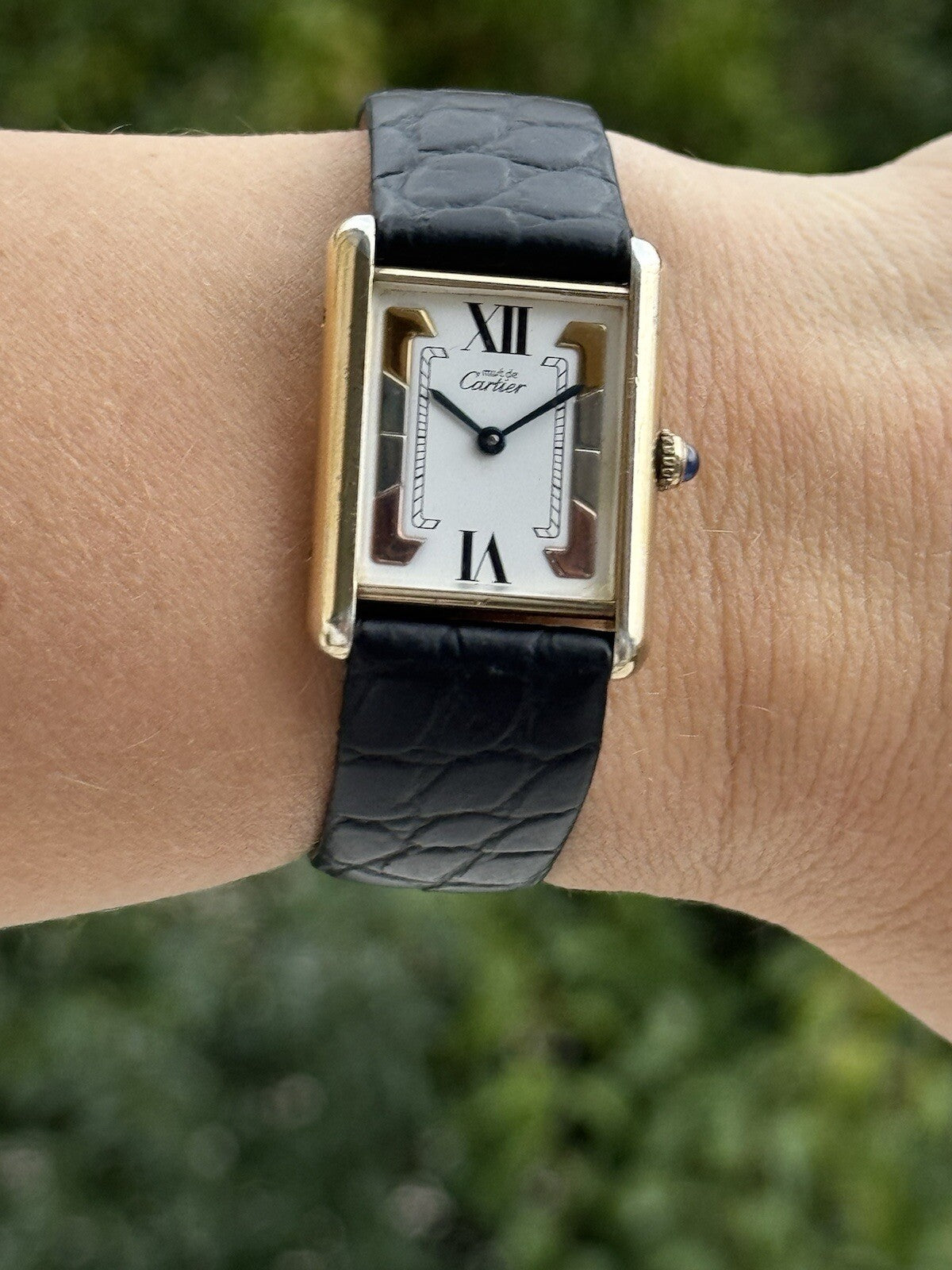 Cartier Tank Vermeil Quartz Argent 925 Midsize Tri Color 23.5x30.5mm Swiss Made
