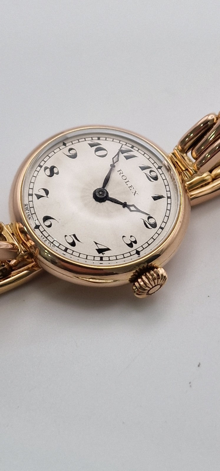 Vintage 1916 Rolex Ladies 9ct Rose Gold Mechanical Watch – Original Stretch Bracelet, Hallmarked