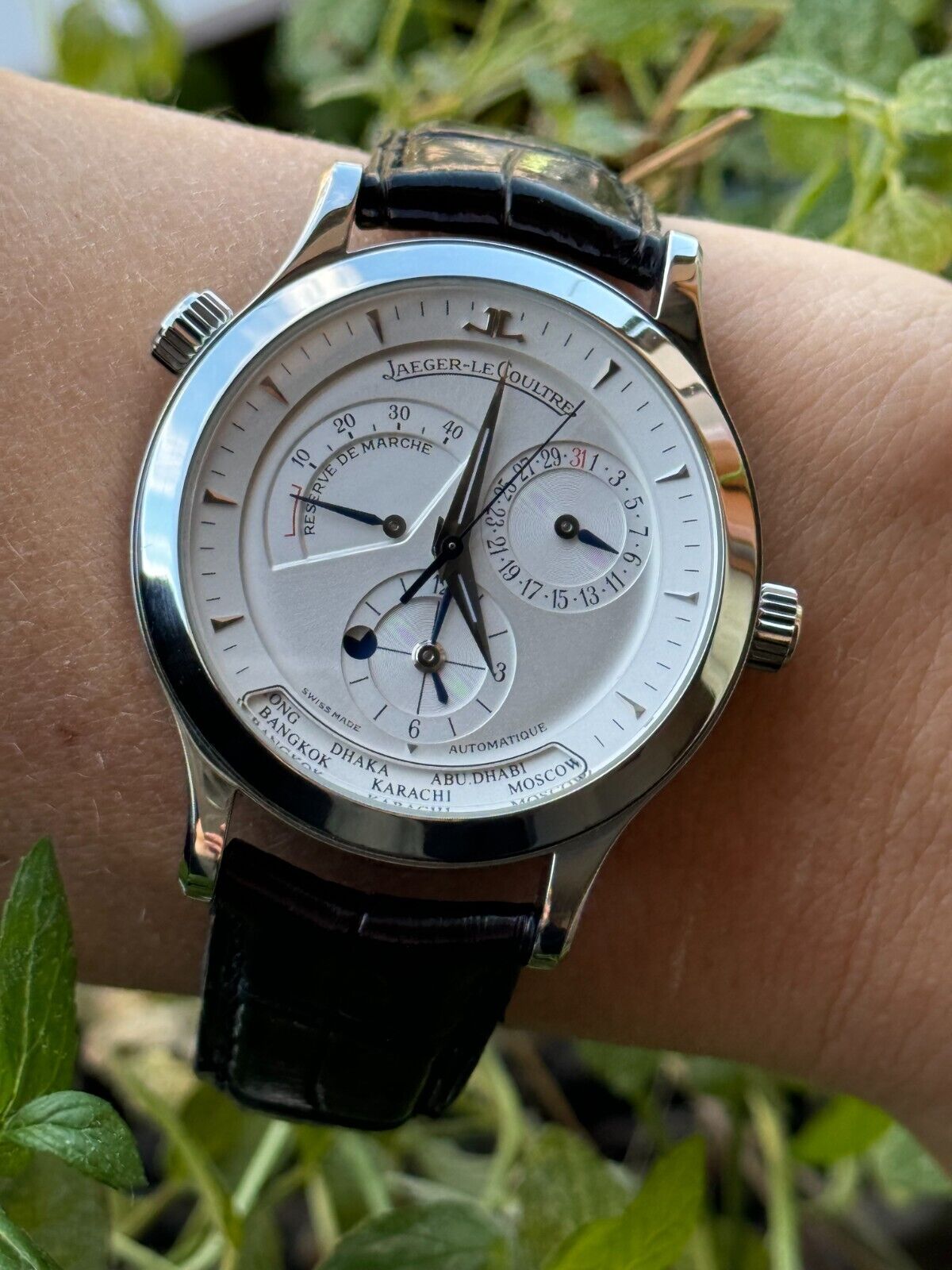 Jaeger Lecoultre Master Control 1000 Hours Geographic Dual Time Zone Mens Swiss