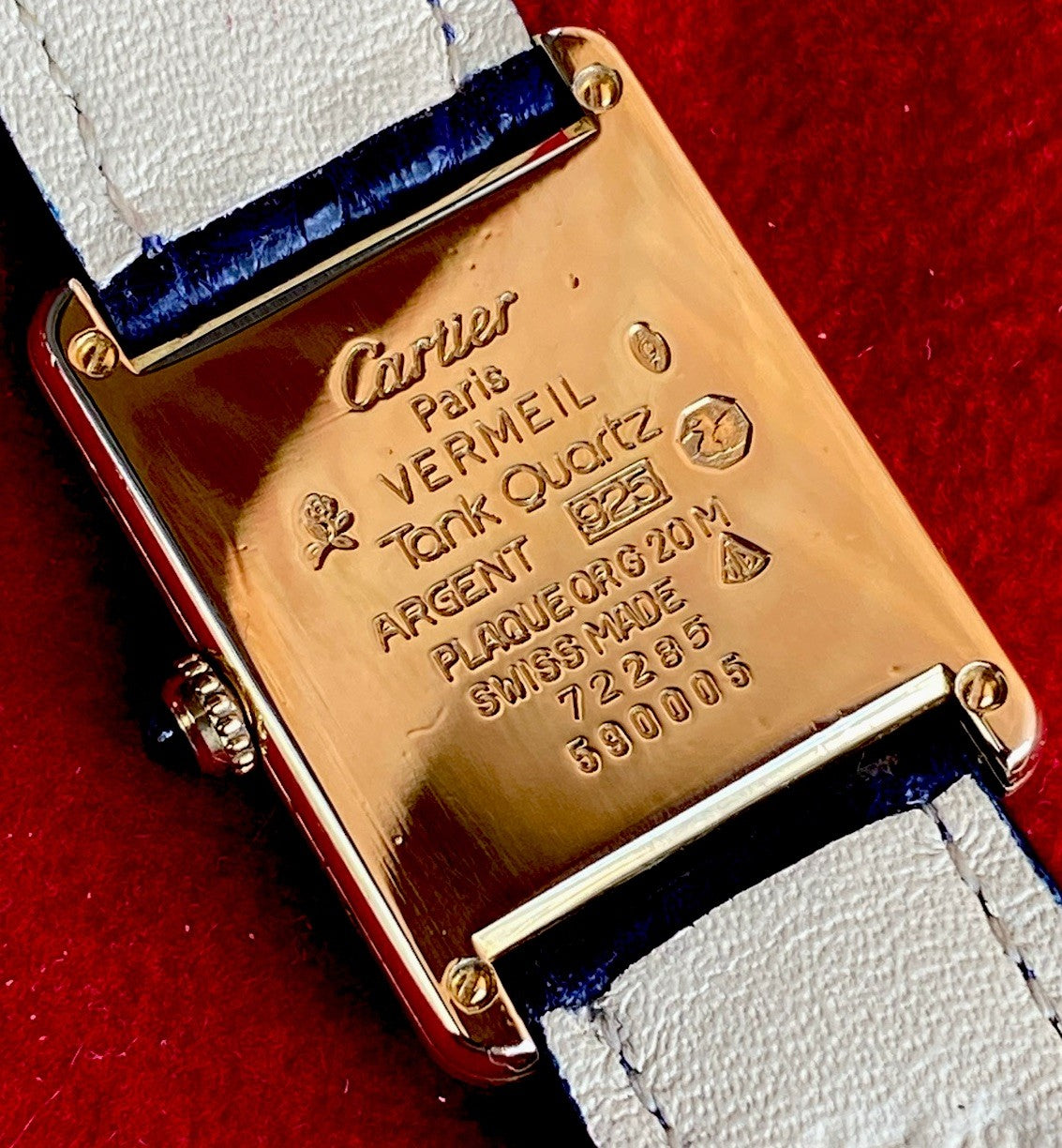 Cartier Tank LM 24x31mm Quartz | Silver 925 & 18K Gold Plated | Ref. 590005 | Burgundy Strap