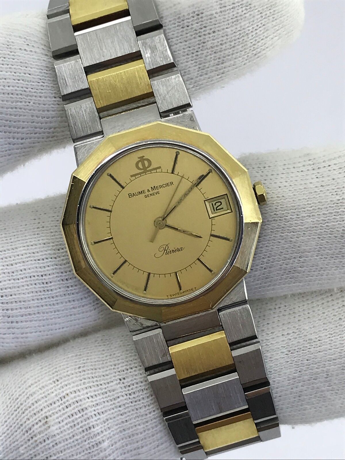 BAUME MERCIER WATCH RIVIERA A5333.018 QUARTZ GOLD18K&STEEL UNISEX 30mm SWISS