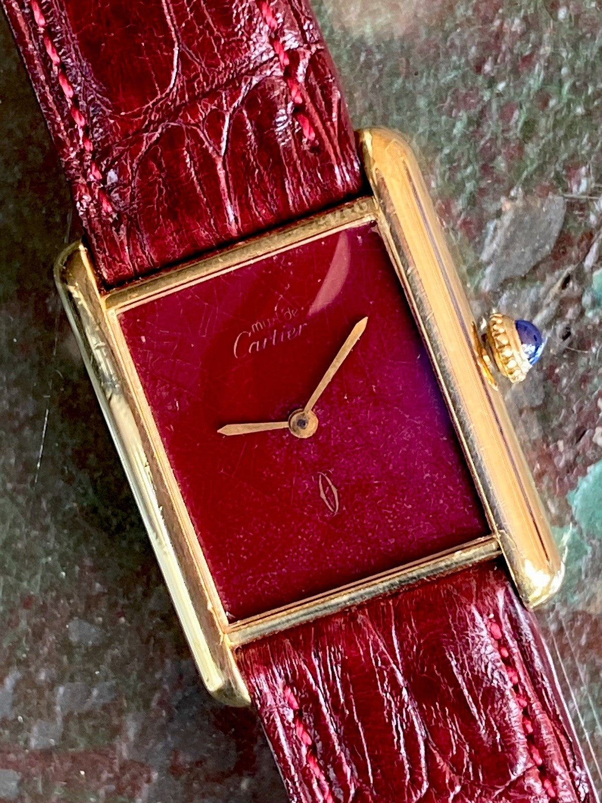 Cartier Tank LM 23mm Manual Wind | Silver 925 & 18K Gold Plated | Burgundy Dial | Ref. 78-1