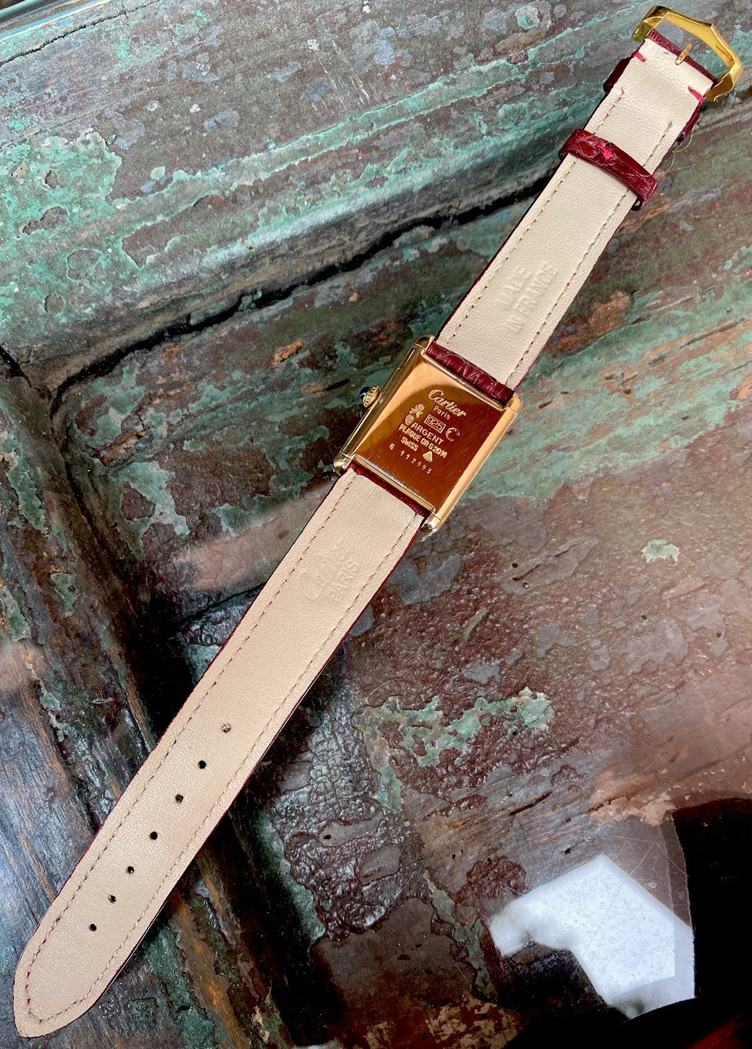 Cartier Tank LM 23mm Manual Wind | Silver 925 & 18K Gold Plated | Burgundy Dial | Ref. 78-1