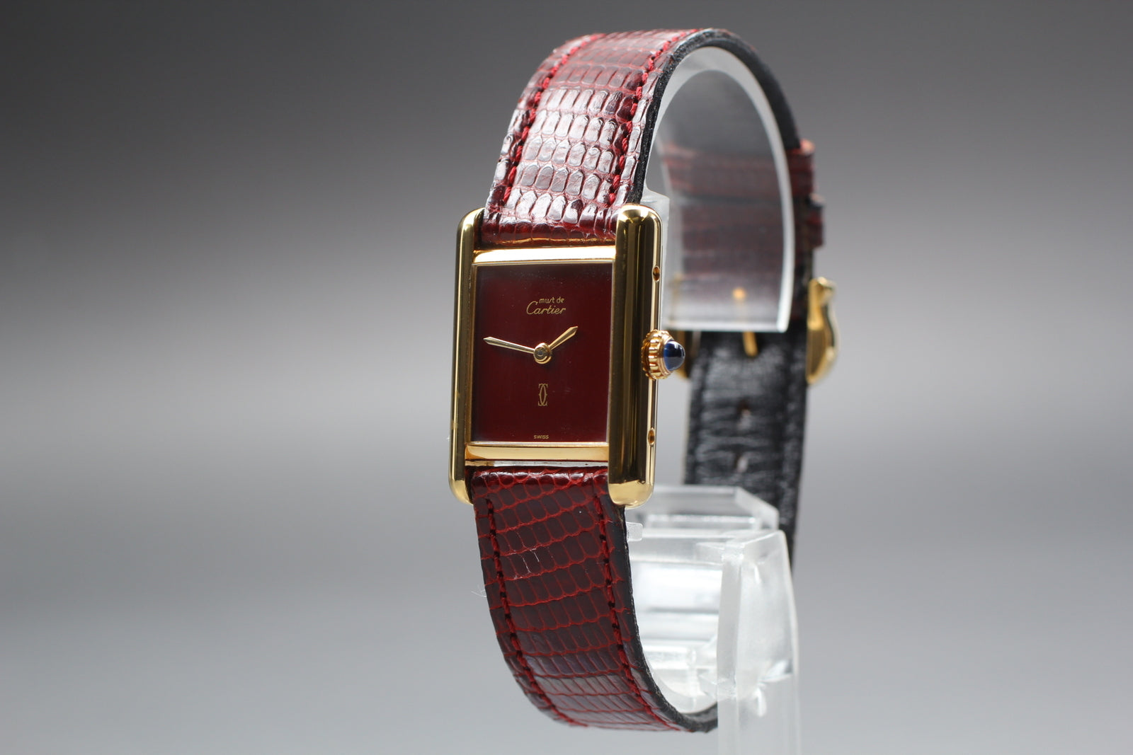 Cartier Tank Must Red Dial | Manual Wind Watch | Vintage Rare Beauty | Full Set with Box & Papers | 23mm x 30mm