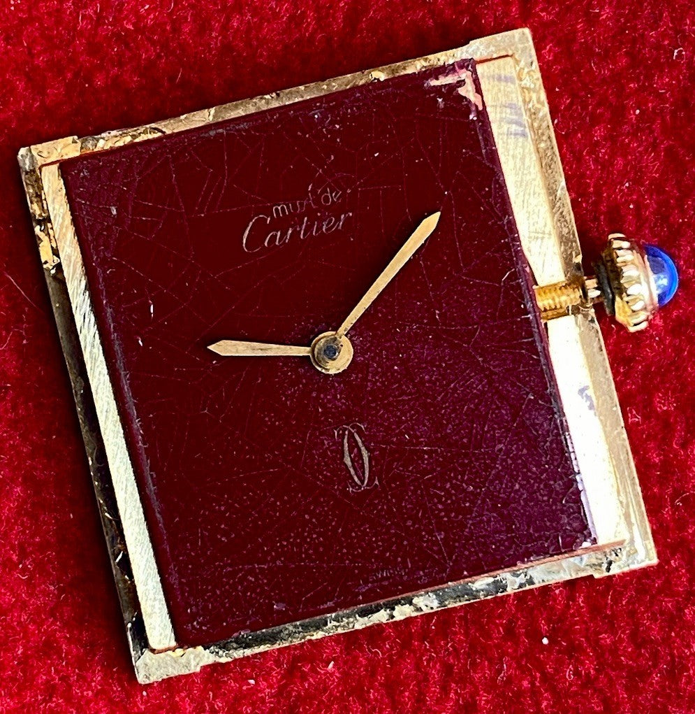 Cartier Tank LM 23mm Manual Wind | Silver 925 & 18K Gold Plated | Burgundy Dial | Ref. 78-1