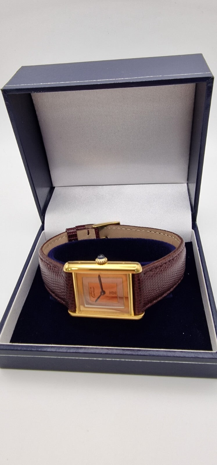 Must de Cartier Tank 18ct Gold on Silver Vintage Mid Size Mechanical Watch.