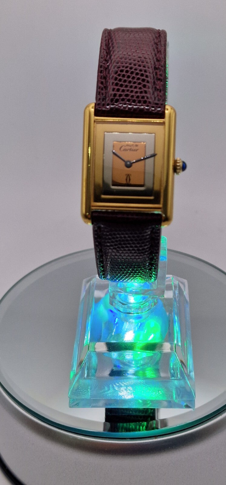 Must de Cartier Tank 18ct Gold on Silver Vintage Mid Size Mechanical Watch.