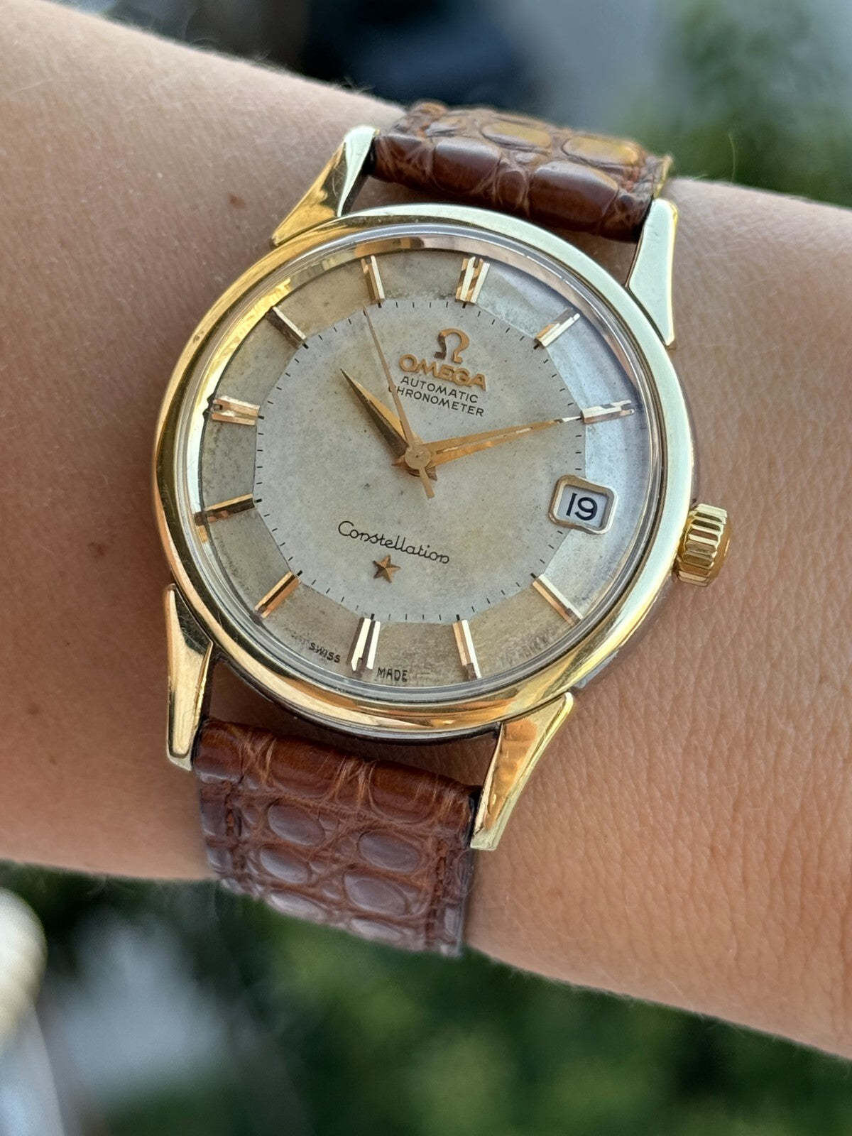 Omega Constellation Automatic Pie Pan Dial Gold & Steel Mens 34mm Swiss Made