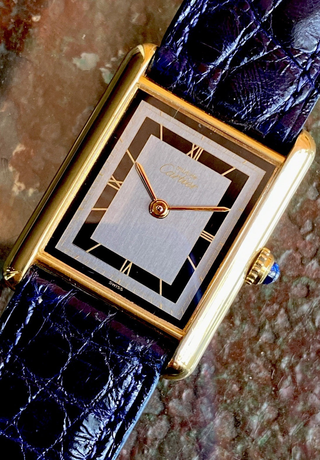 Cartier Tank LM 24x31mm Quartz | Silver 925 & 18K Gold Plated | Ref. 590005 | Burgundy Strap