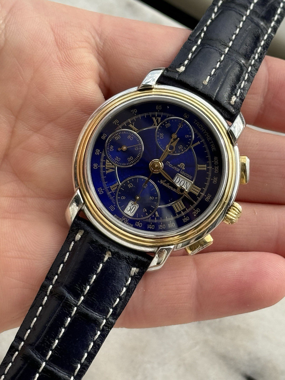 Maurice Lacroix Masterpiece Chronograph Automatic Blue Dial Mens 38mm 67413