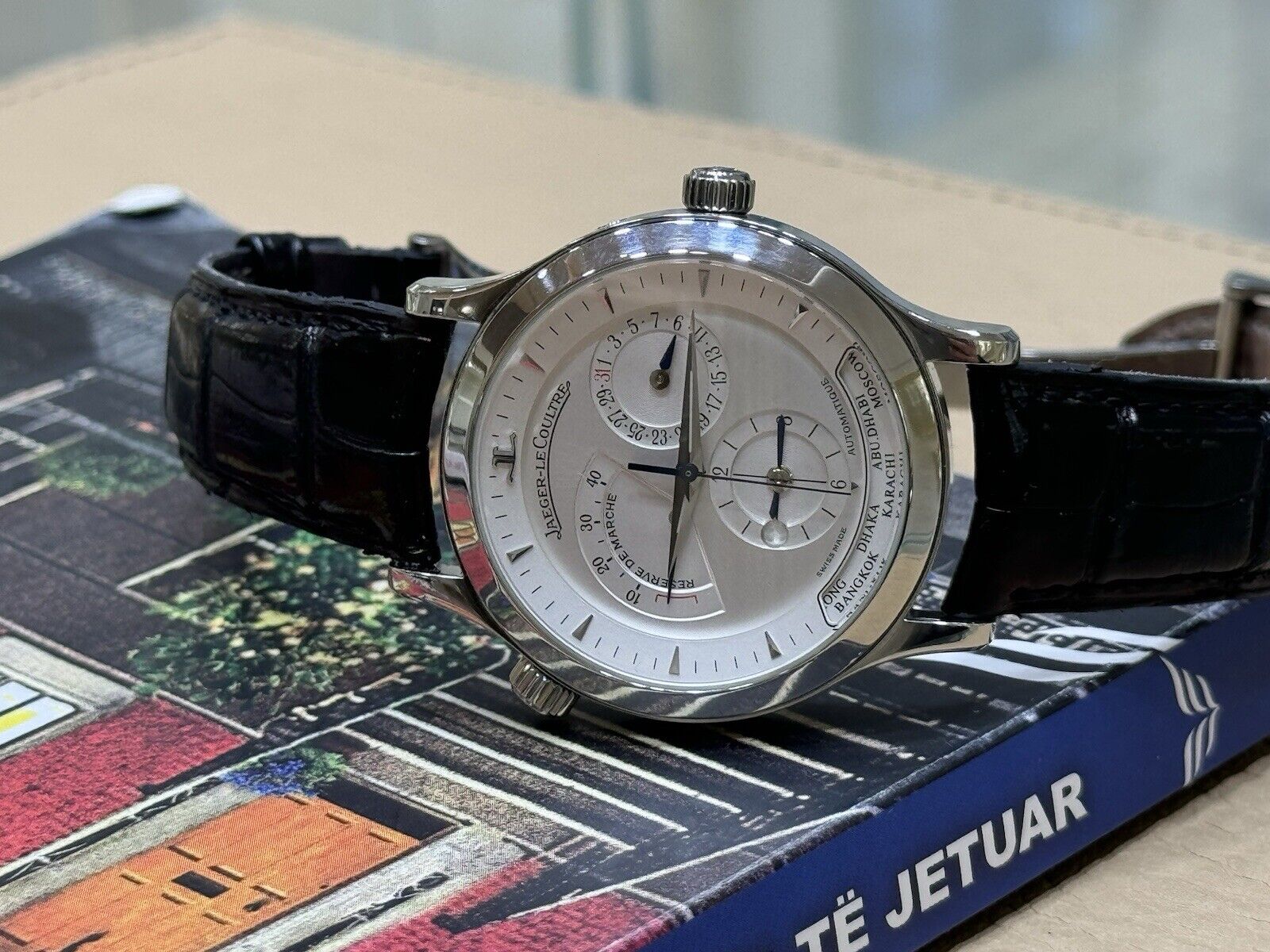 Jaeger Lecoultre Master Control 1000 Hours Geographic Dual Time Zone Mens Swiss