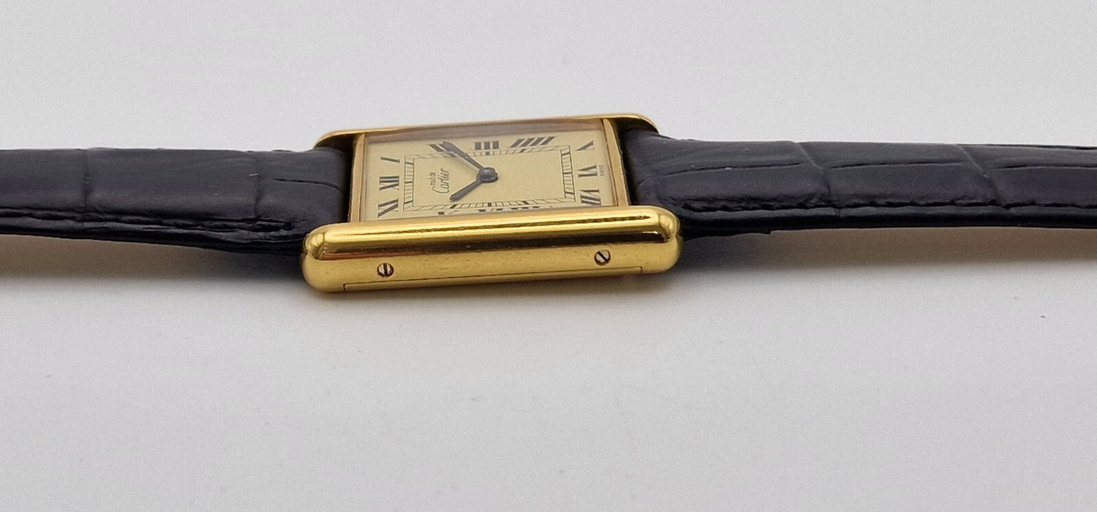 Must de Cartier Tank 18ct Gold on Silver Vintage Mid Size Mechanical Watch.
