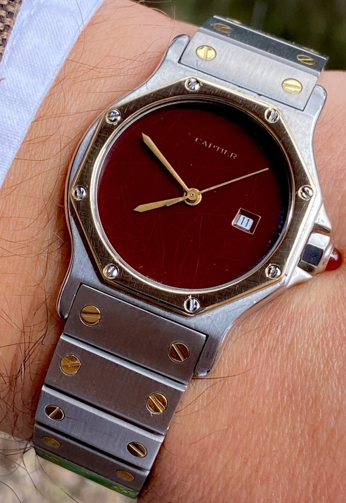 Vintage Cartier Santos Octagon Watch 29mm | Ref. 2966 | 18K & Steel | Auto Cal 2670 | Spiderweb Dial | Box | Men’s Luxury Watch