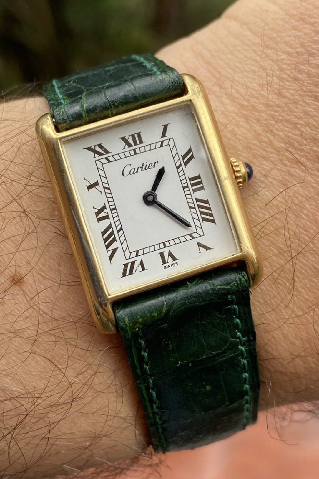 Vintage Cartier Tank Pre-Must LM Watch | 24x31mm | Manual Wind | 18K Gold Electroplated | Original Strap & Pouch | Men’s Classic