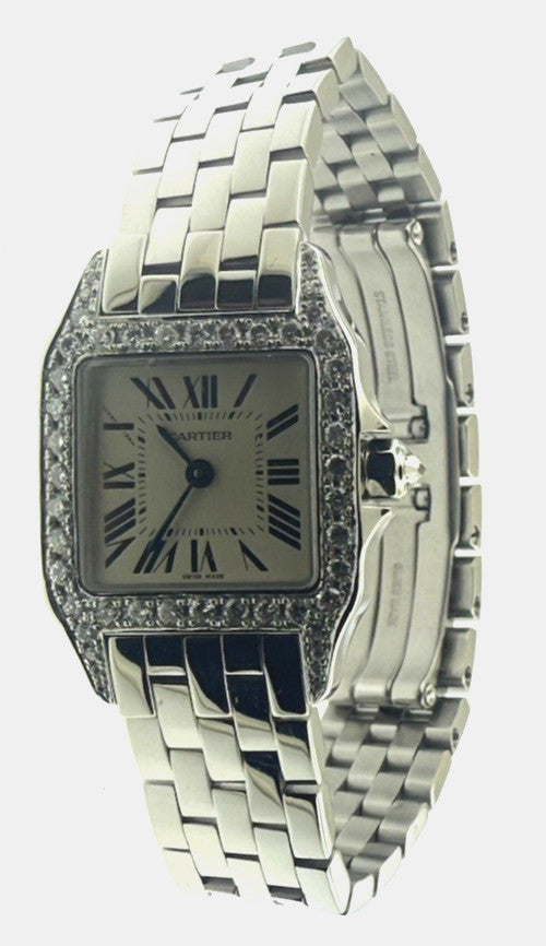 Ladies Cartier Santos Demoiselle Stainless Steel 2698 Diamond Bezel 20mm Watch