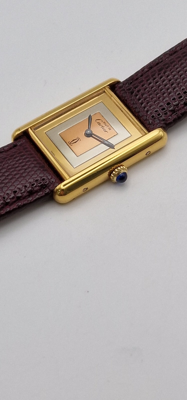 Must de Cartier Tank 18ct Gold on Silver Vintage Mid Size  Mechanical Watch.