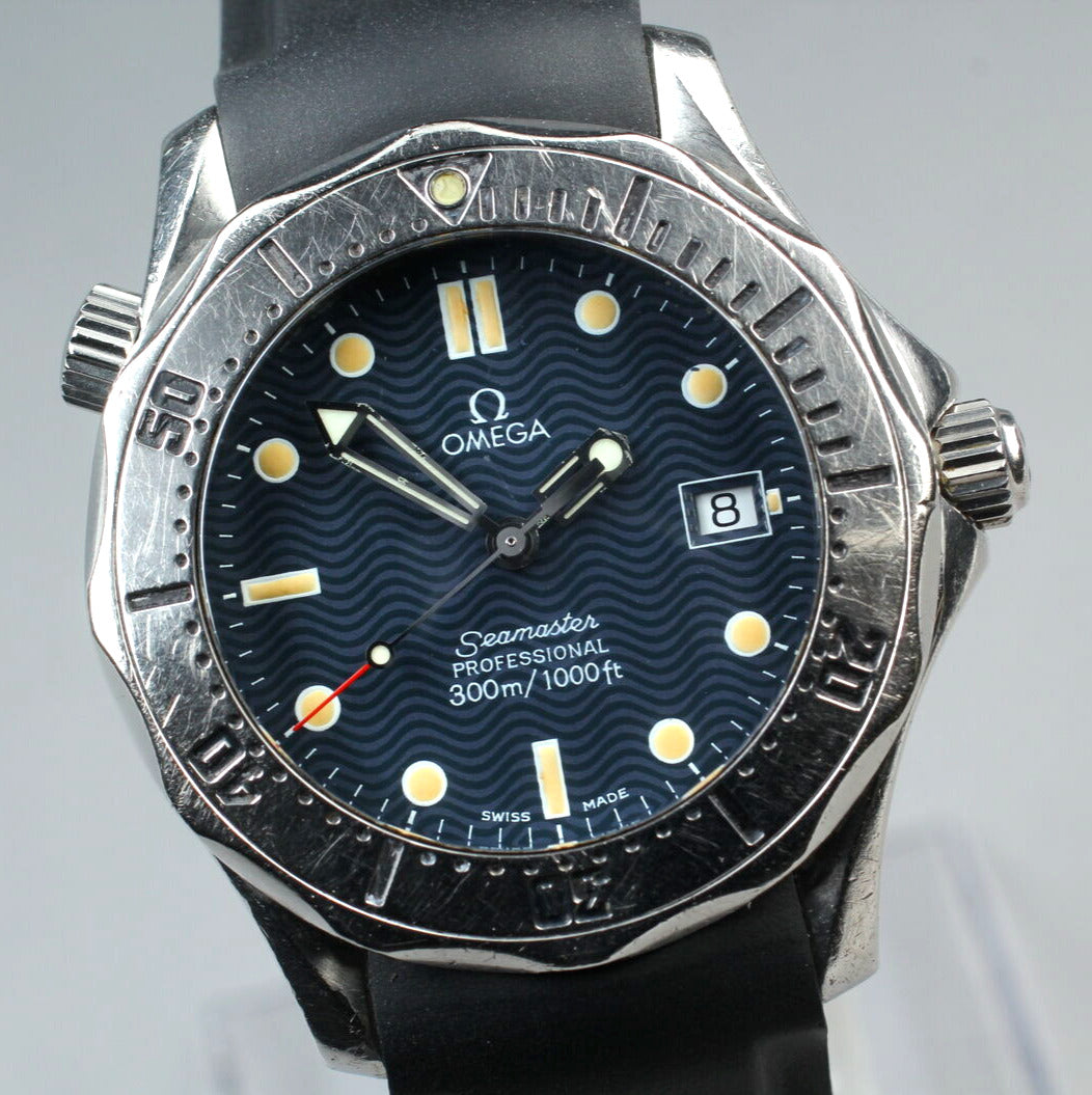 Omega Seamaster 300M QZ 2562.80 Blue Dial Men's Watch - Paper & 2 Bands