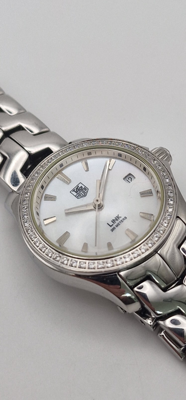 Tag Heuer Link  200 Meters Lady's Bracelet Watch with Diamond Bezel in Tag Box.