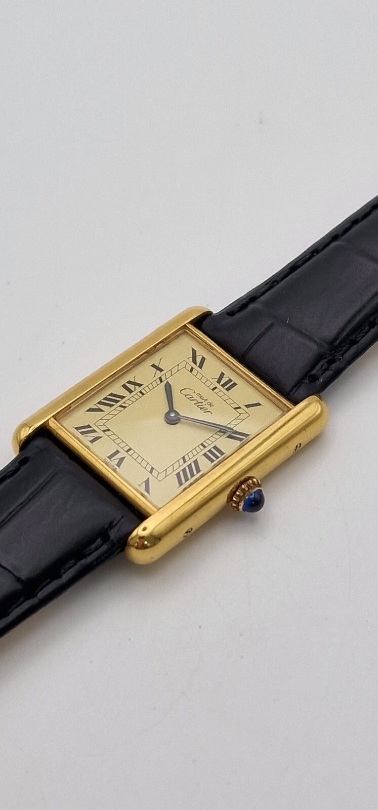 Must de Cartier Tank 18ct Gold on Silver Vintage Mid Size  Mechanical Watch.