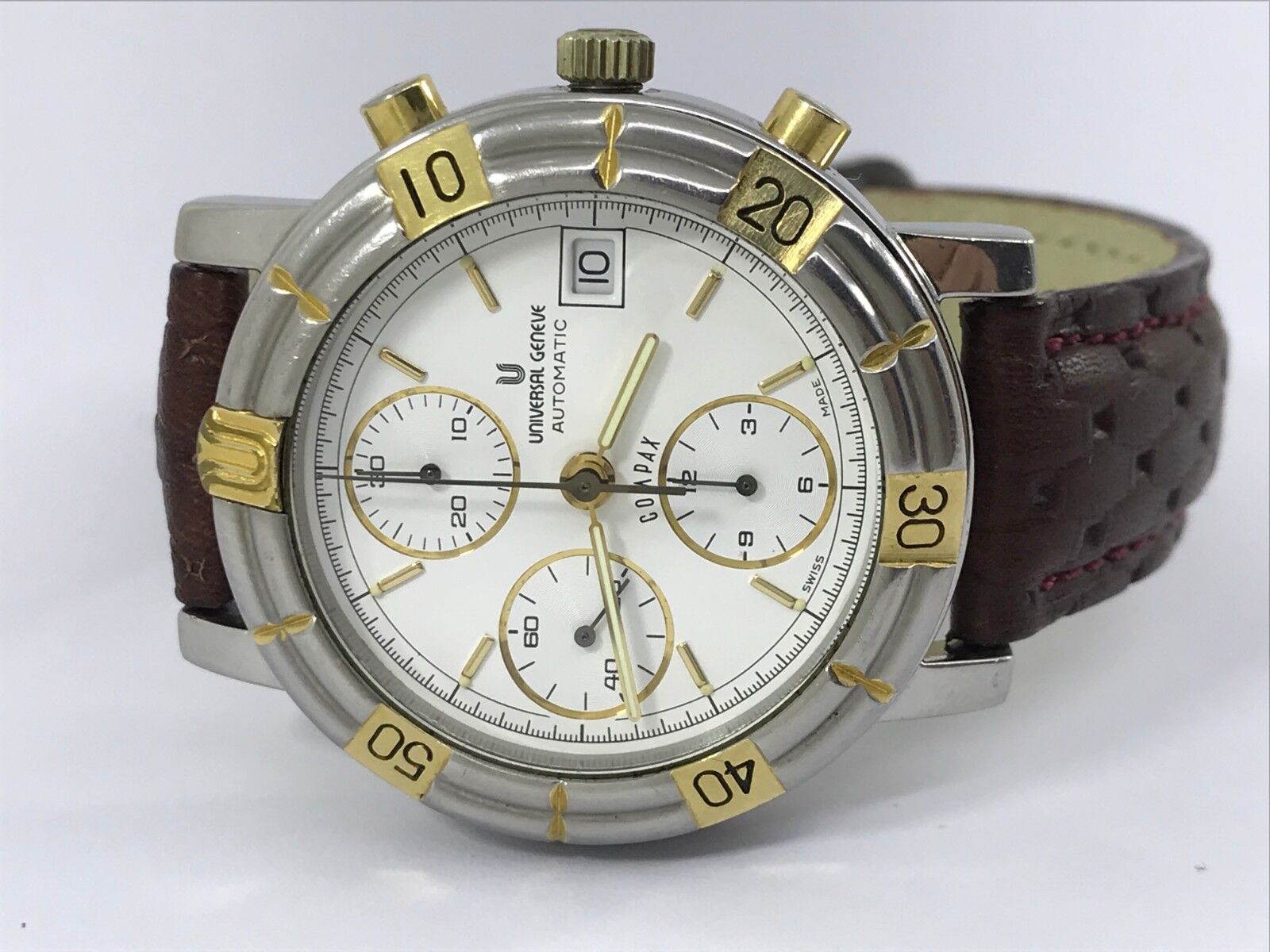 UNIVERSAL GENEVE COMPAX 698.410 CHRONOGRAPH AUTOMATIC UG 98 MENS 39mm SWISS