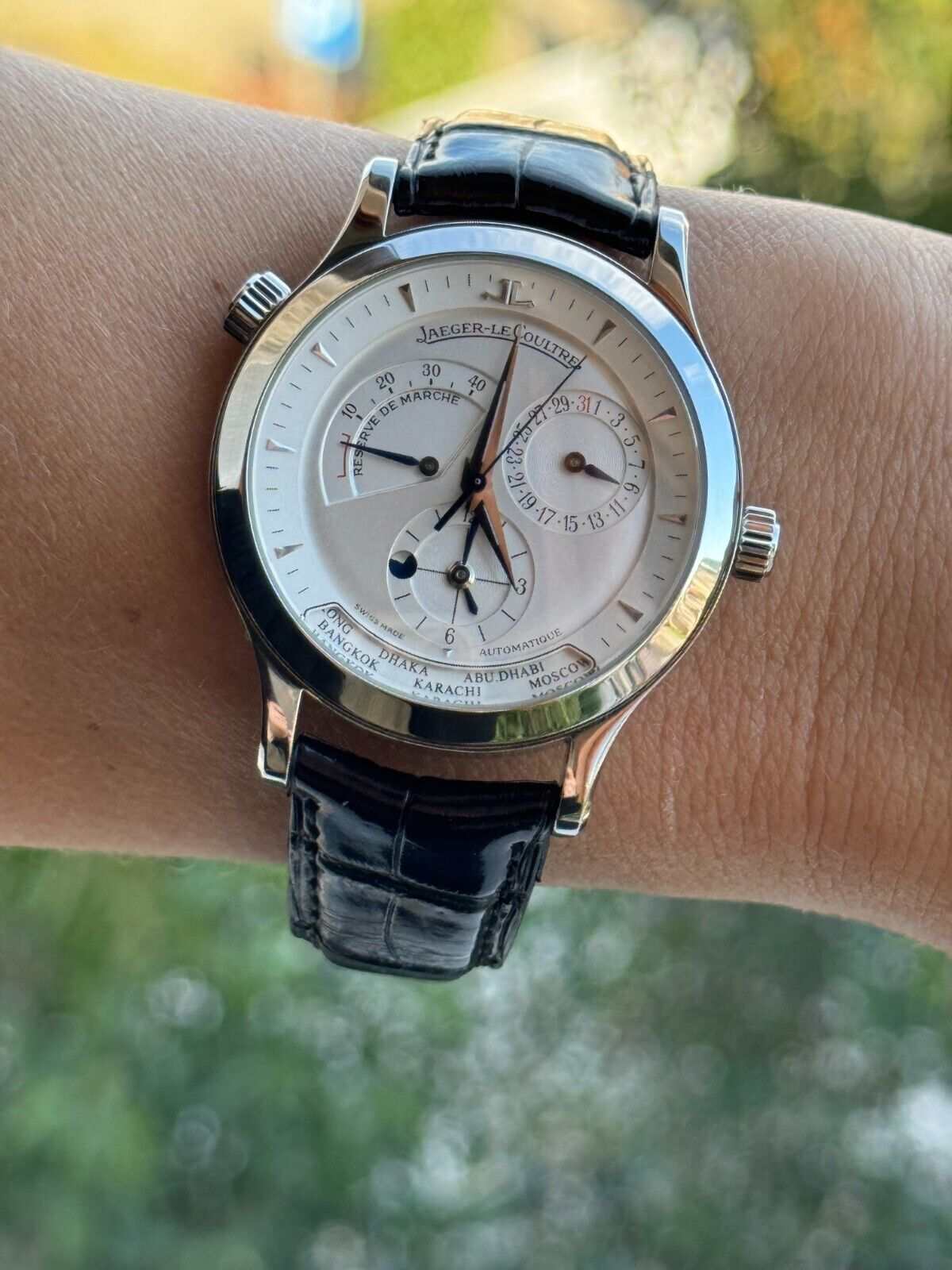 Jaeger Lecoultre Master Control 1000 Hours Geographic Dual Time Zone Mens Swiss