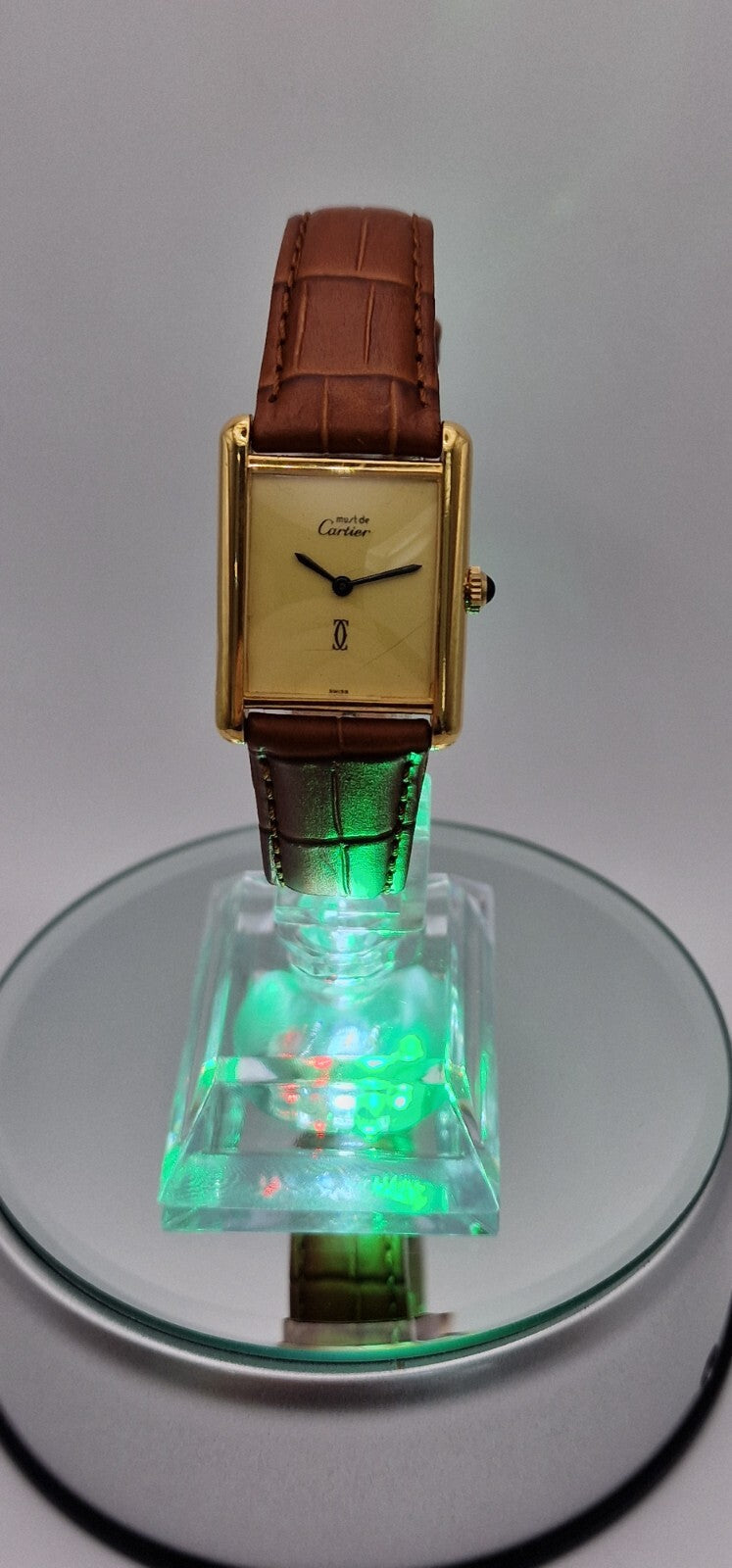 Must de Cartier Tank 18ct Gold on Silver Mid Size Vintage  Mechanical Watch.