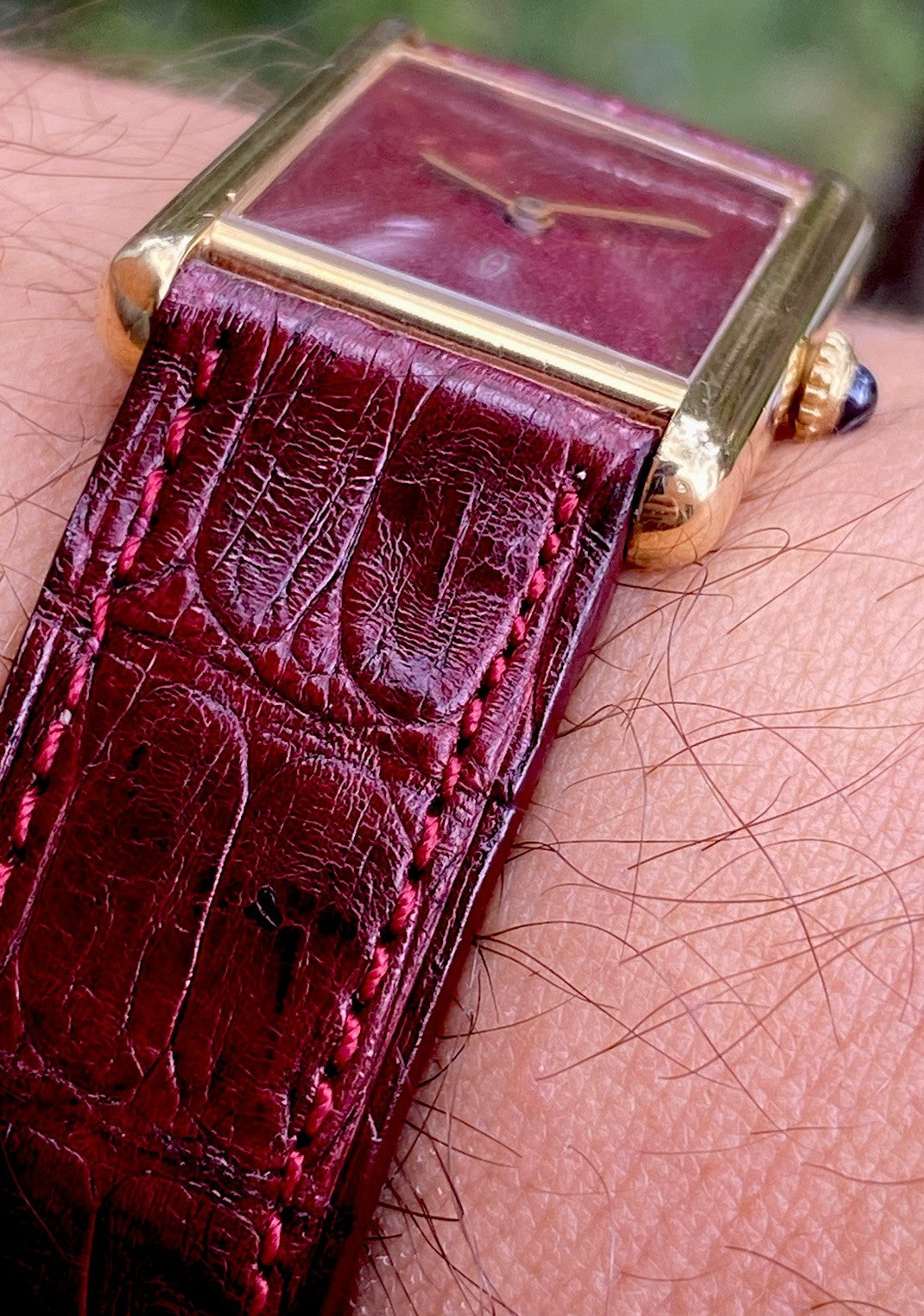 Cartier Tank LM 23mm Manual Wind | Silver 925 & 18K Gold Plated | Burgundy Dial | Ref. 78-1