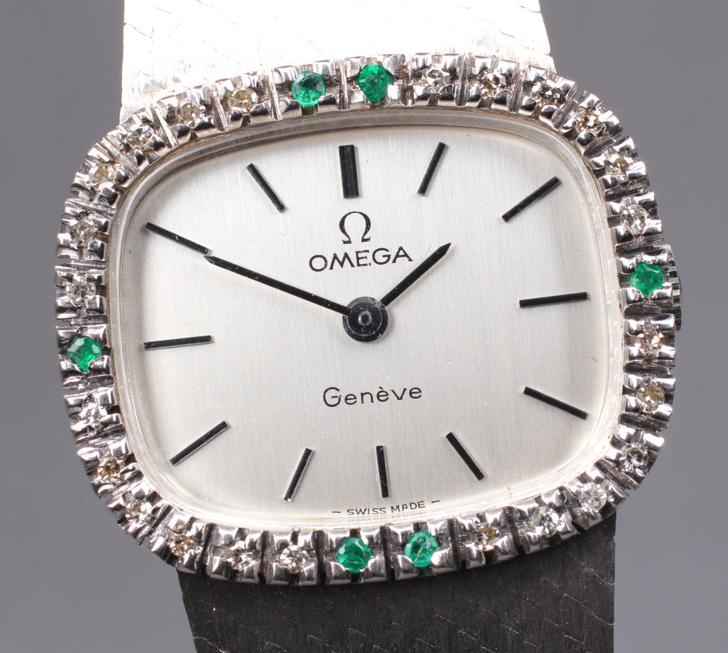 [N.MINT ] VTG1973 Omega Geneve Diamond Bezel Manual Winding 27MM Ladies Watch