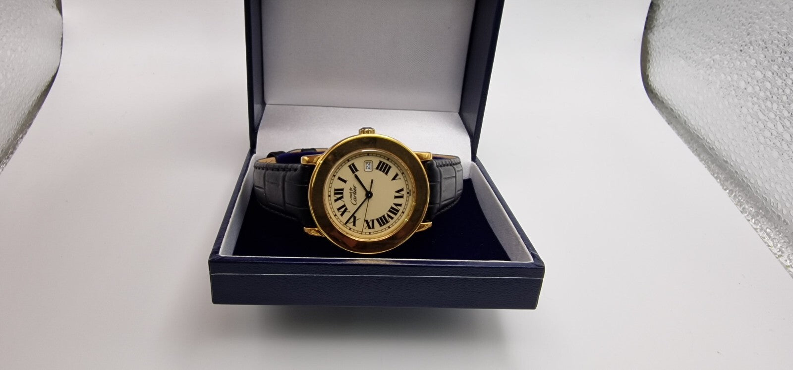 Must de Cartier Ronde 18ct Gold on Sterling Silver Mid Size Gents Watch.