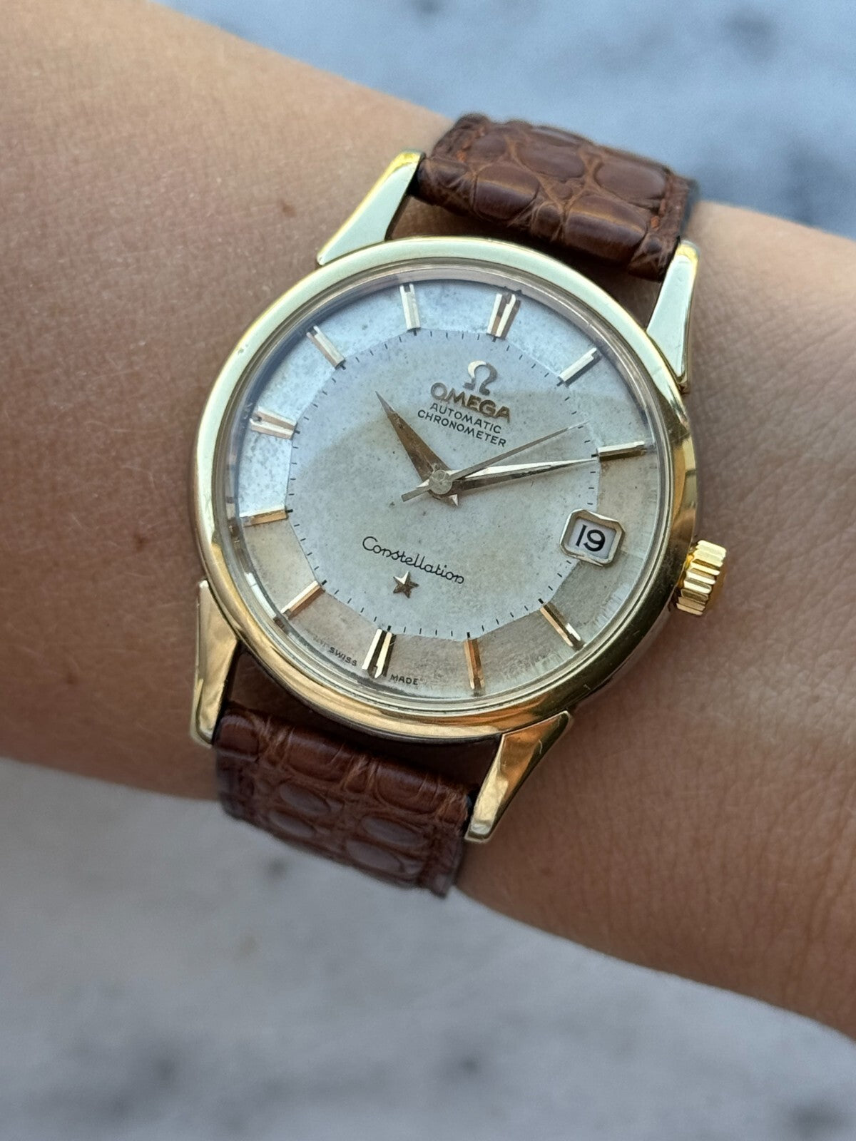 Omega Constellation Automatic Pie Pan Dial Gold & Steel Mens 34mm Swiss Made