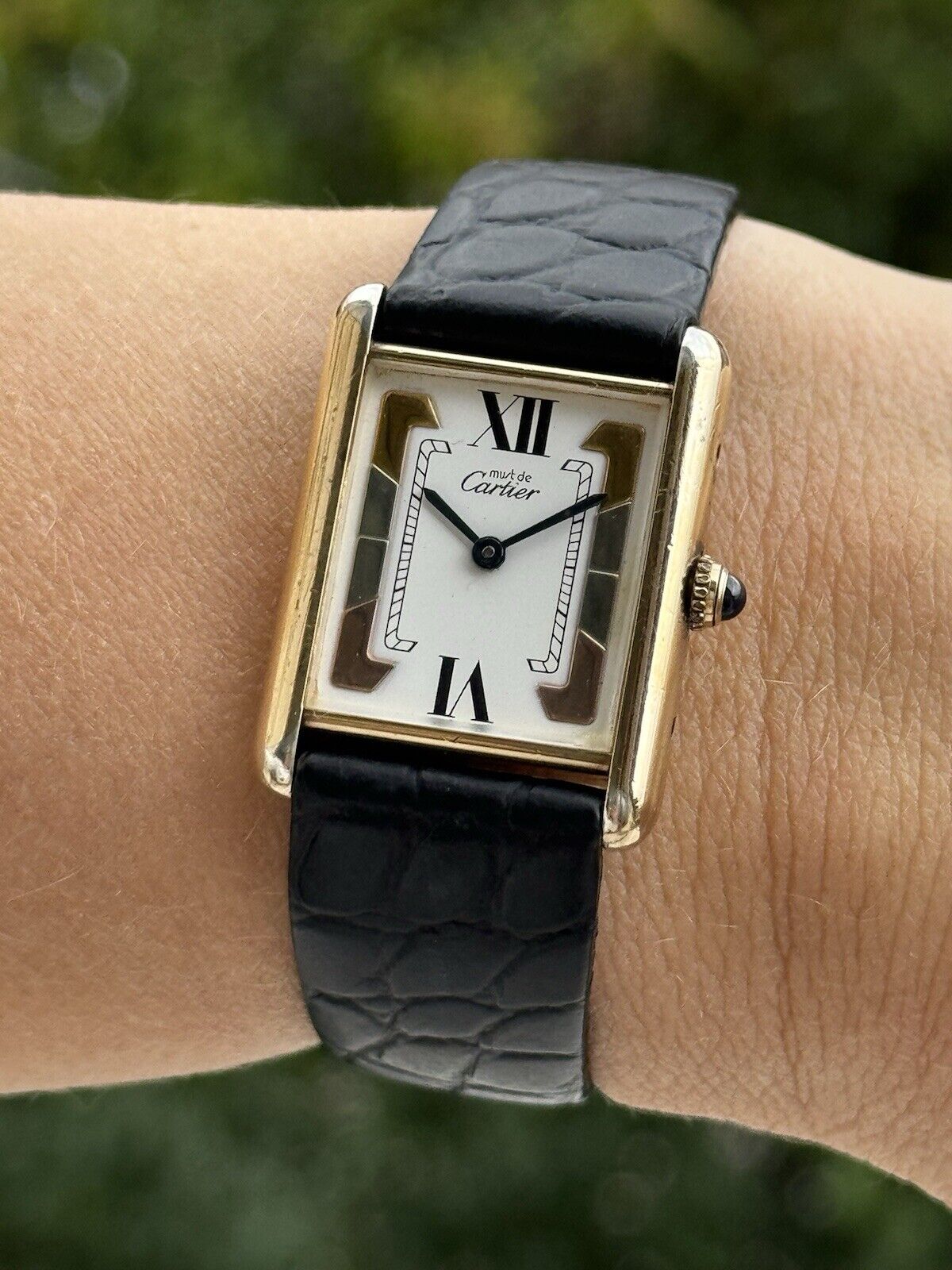 Cartier Tank Vermeil Quartz Argent 925 Midsize Tri Color 23.5x30.5mm Swiss Made