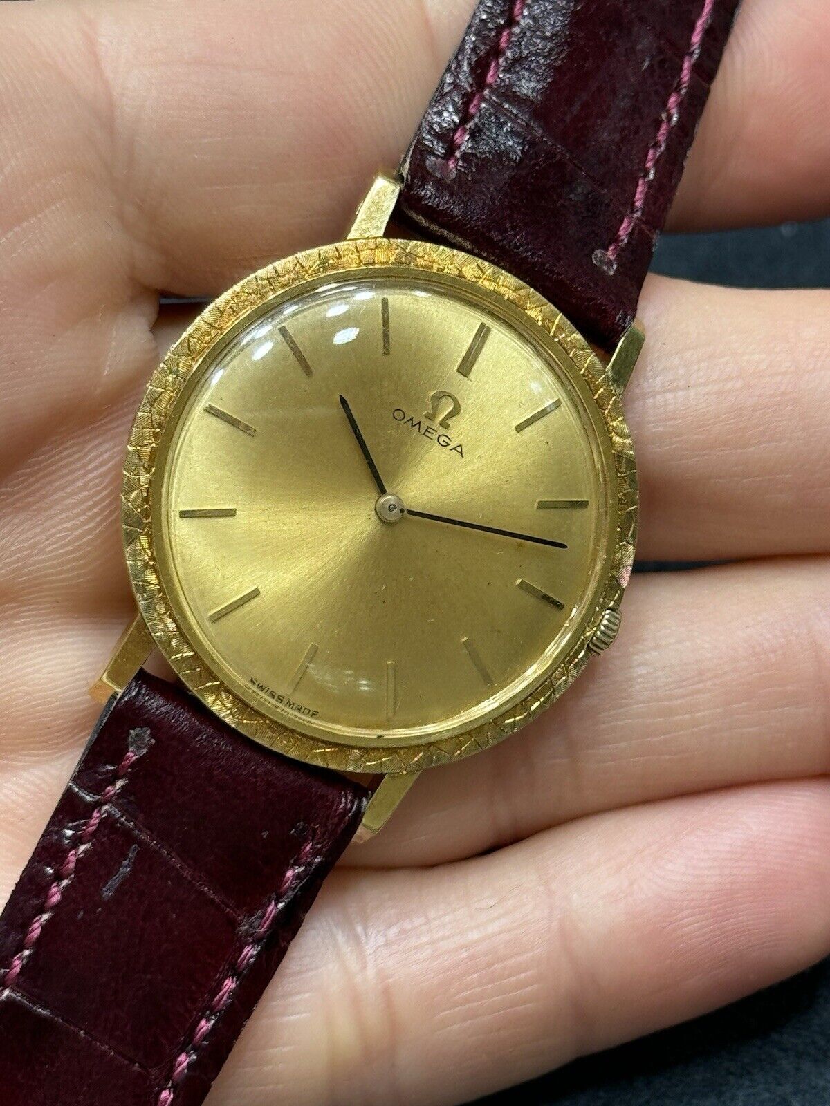 Omega Watch Manual Cal.620 Solid Gold 18K 750 Mens Swiss Made