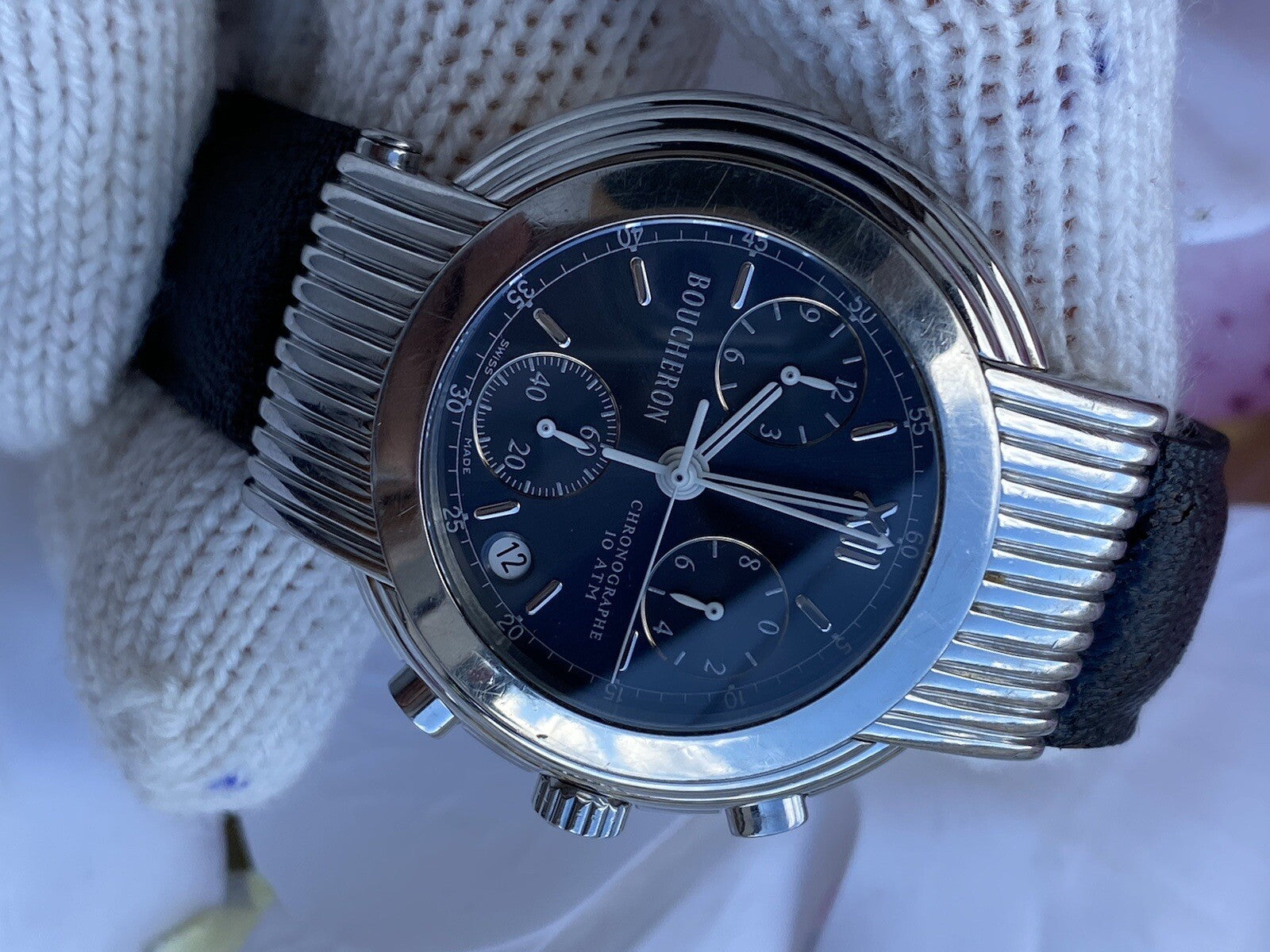 Boucheron Reflet Solis Watch Chronograph Quartz Mens 40mm Swiss Made