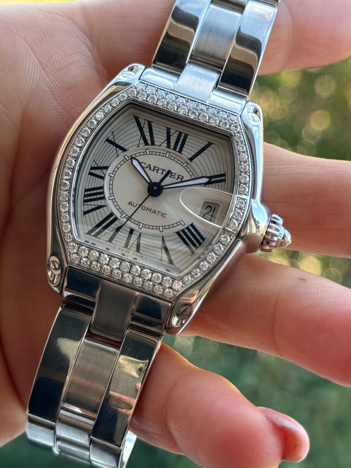 Cartier Diamonds Roadster 2510 Automatic Watch  Mens Swiss Made