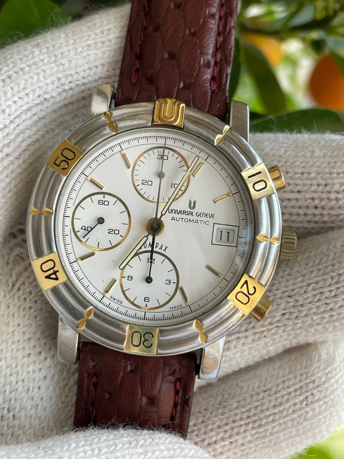 UNIVERSAL GENEVE COMPAX 698.410 CHRONOGRAPH AUTOMATIC UG 98 MENS 39mm SWISS