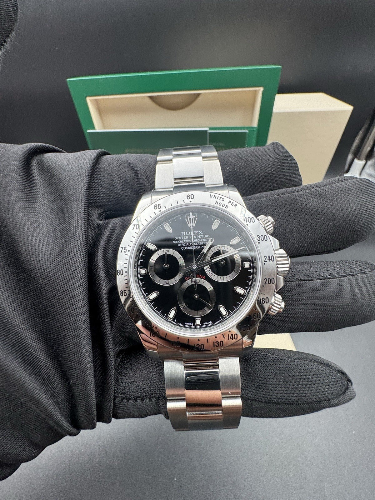 2016 Rolex Daytona Cosmograph 116520 Oyster Bracelet Black Dial Complete Set
