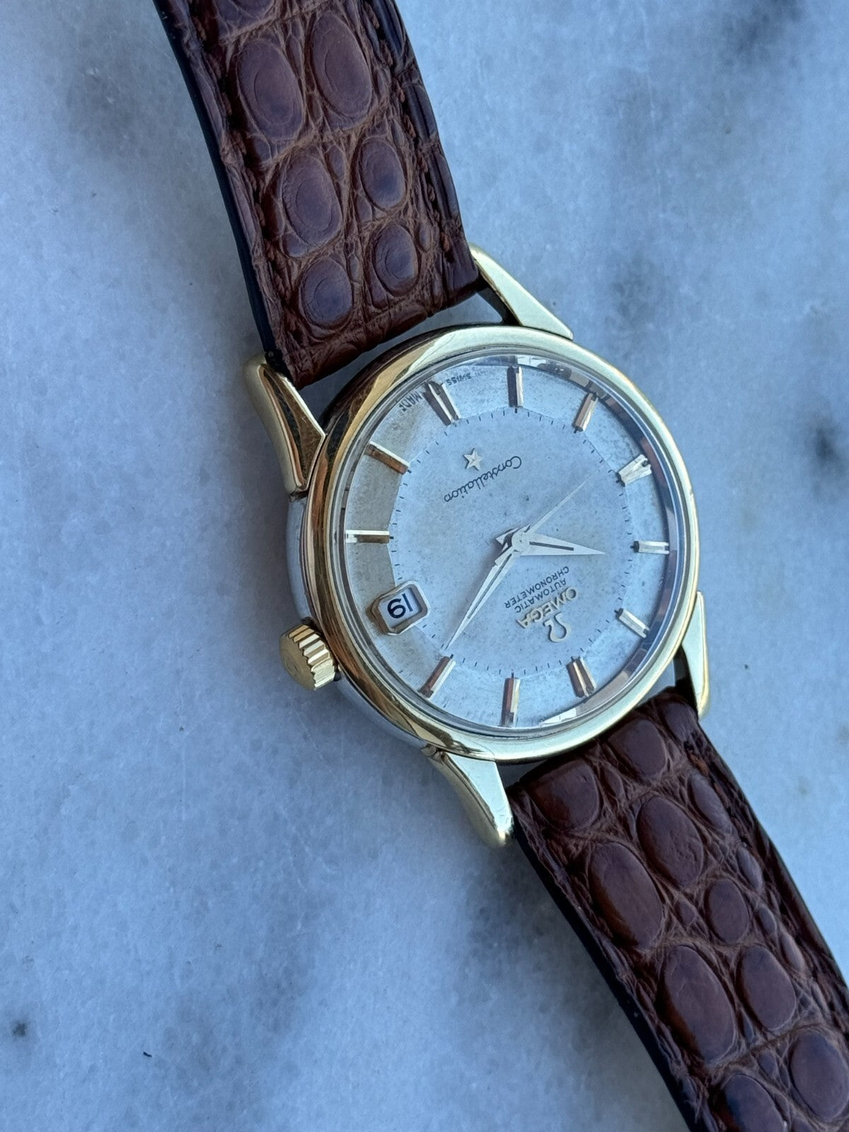 Omega Constellation Automatic Pie Pan Dial Gold & Steel Mens 34mm Swiss Made