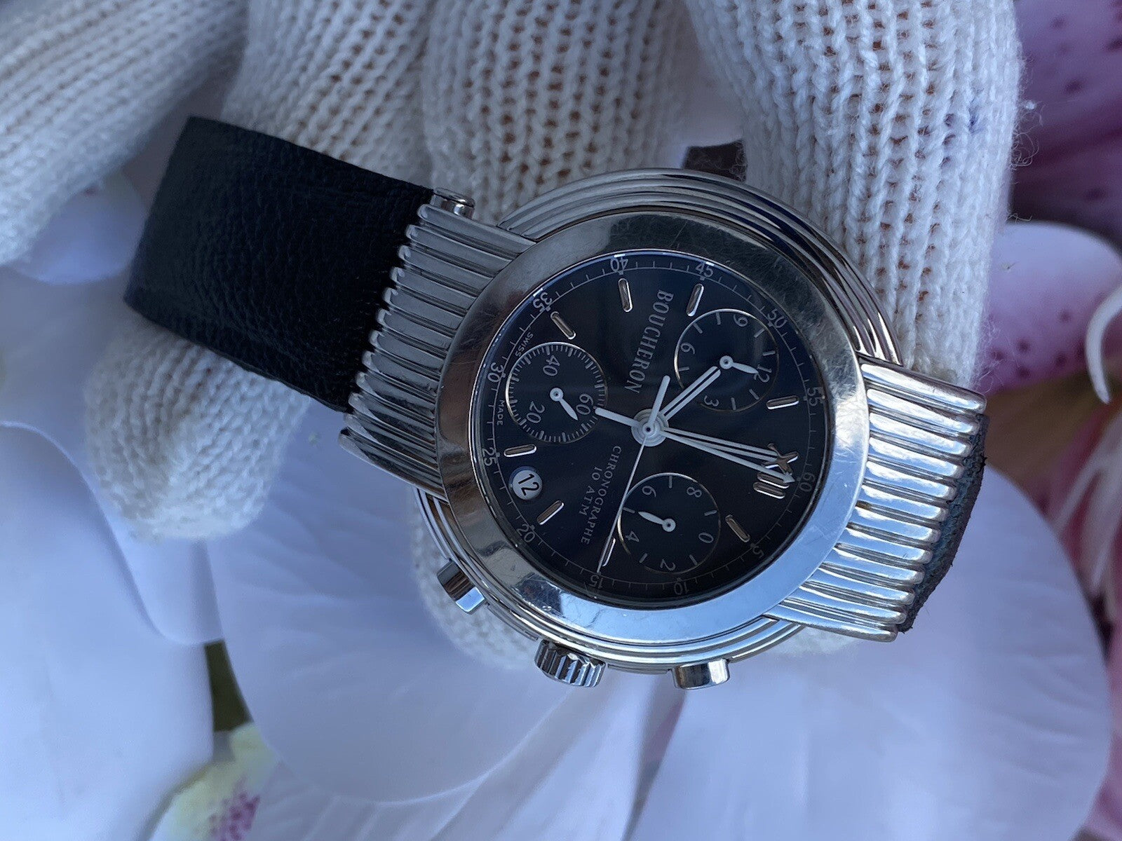 Boucheron Reflet Solis Watch Chronograph Quartz Mens 40mm Swiss Made