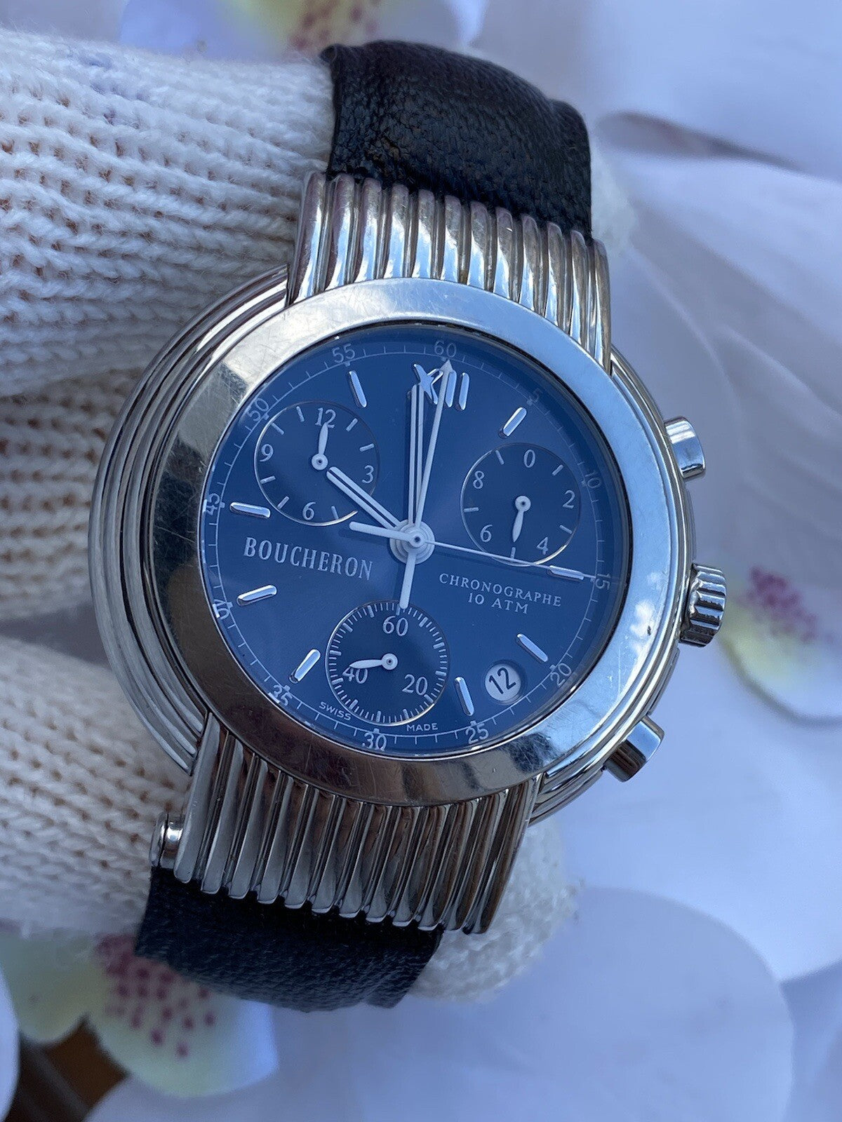 Boucheron Reflet Solis Watch Chronograph Quartz Mens 40mm Swiss Made