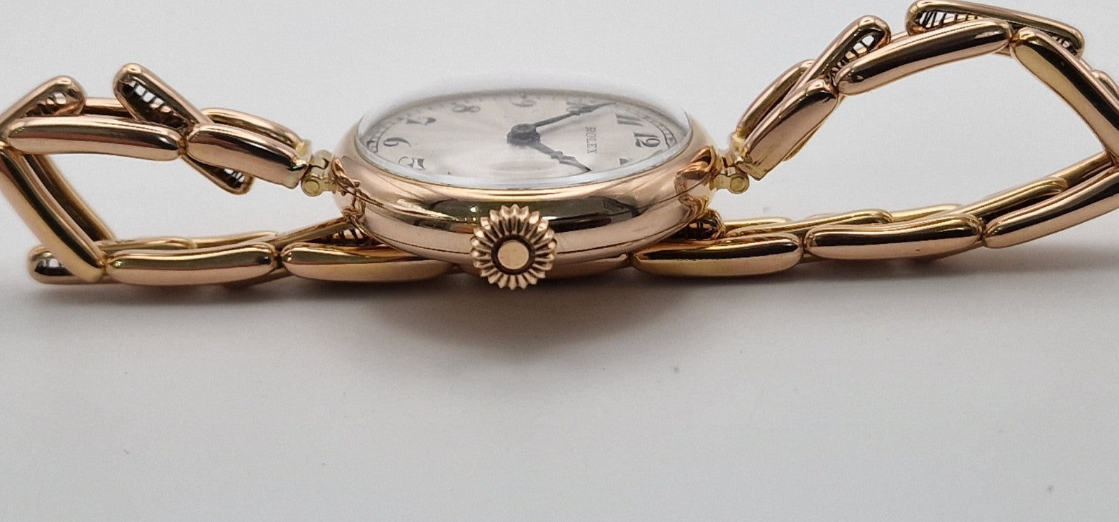 Vintage 1916 Rolex Ladies 9ct Rose Gold Mechanical Watch – Original Stretch Bracelet, Hallmarked