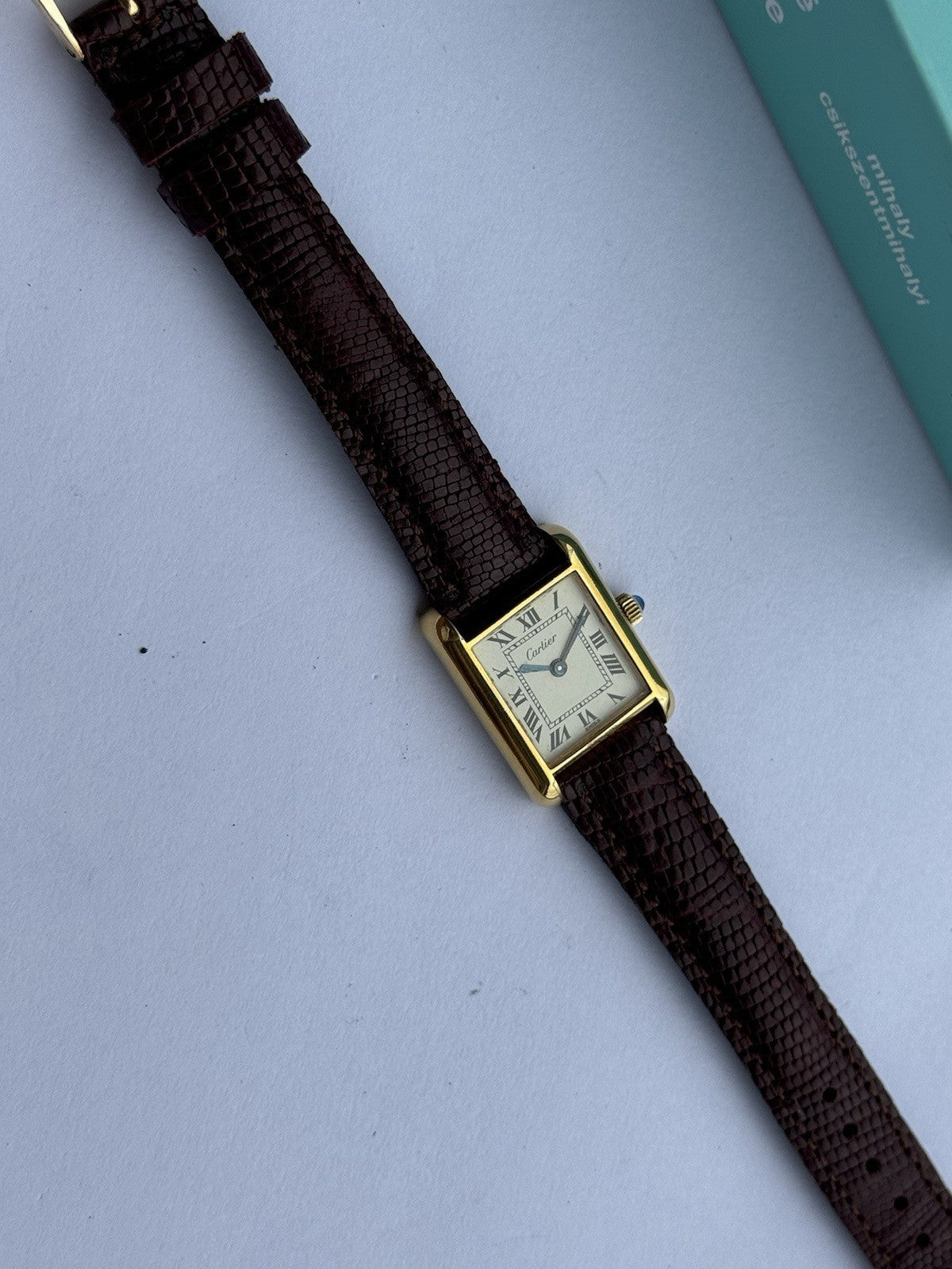 Cartier Tank Vermeil Manual Watch | Vintage Lady’s Swiss Made | Gold-Plated Stainless Steel | 24mm Case | New Leather Strap
