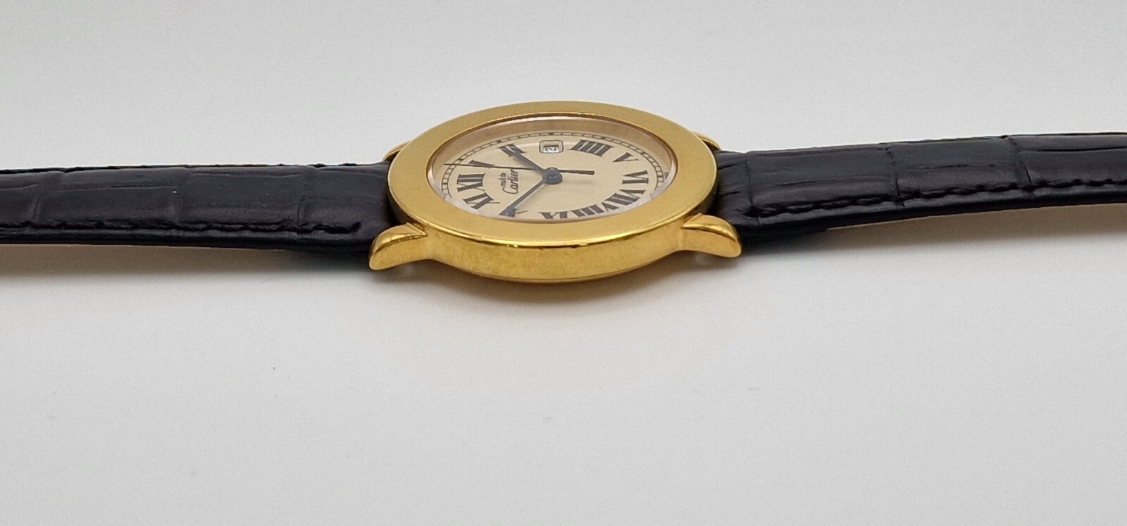 Must de Cartier Ronde 18ct Gold on Sterling Silver Mid Size Gents Watch.