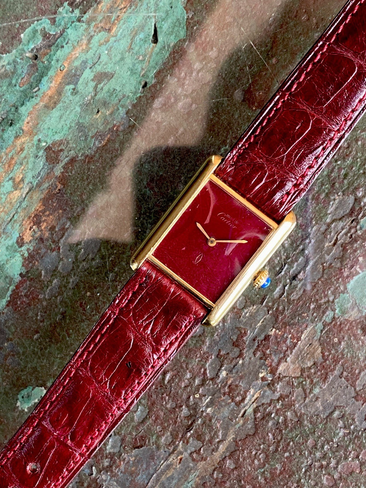 Cartier Tank LM 23mm Manual Wind | Silver 925 & 18K Gold Plated | Burgundy Dial | Ref. 78-1