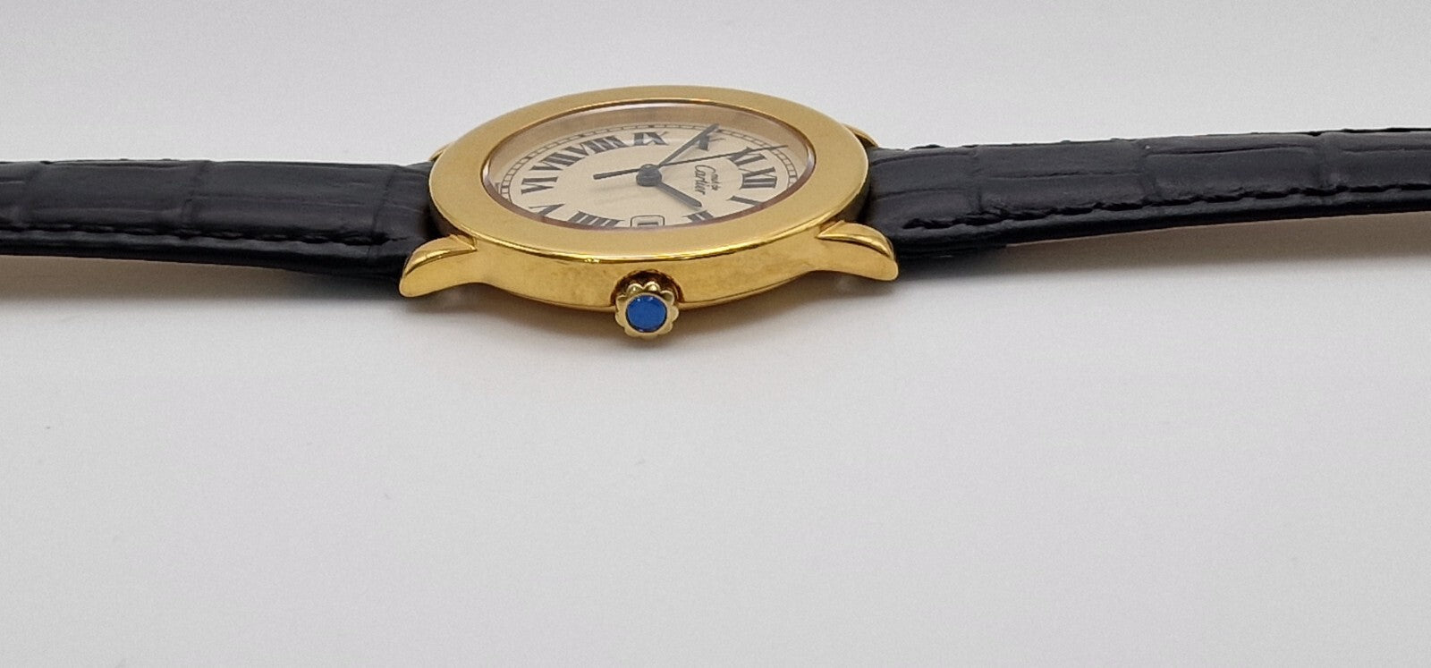 Must de Cartier Ronde 18ct Gold on Sterling Silver Mid Size Gents Watch.