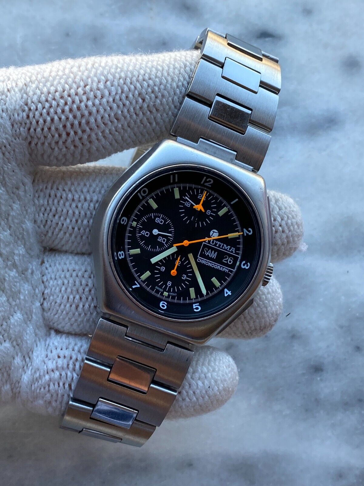 Tutima Military Chronpograph Lemania 5100 Automatic Mens 43mm Swiss Made