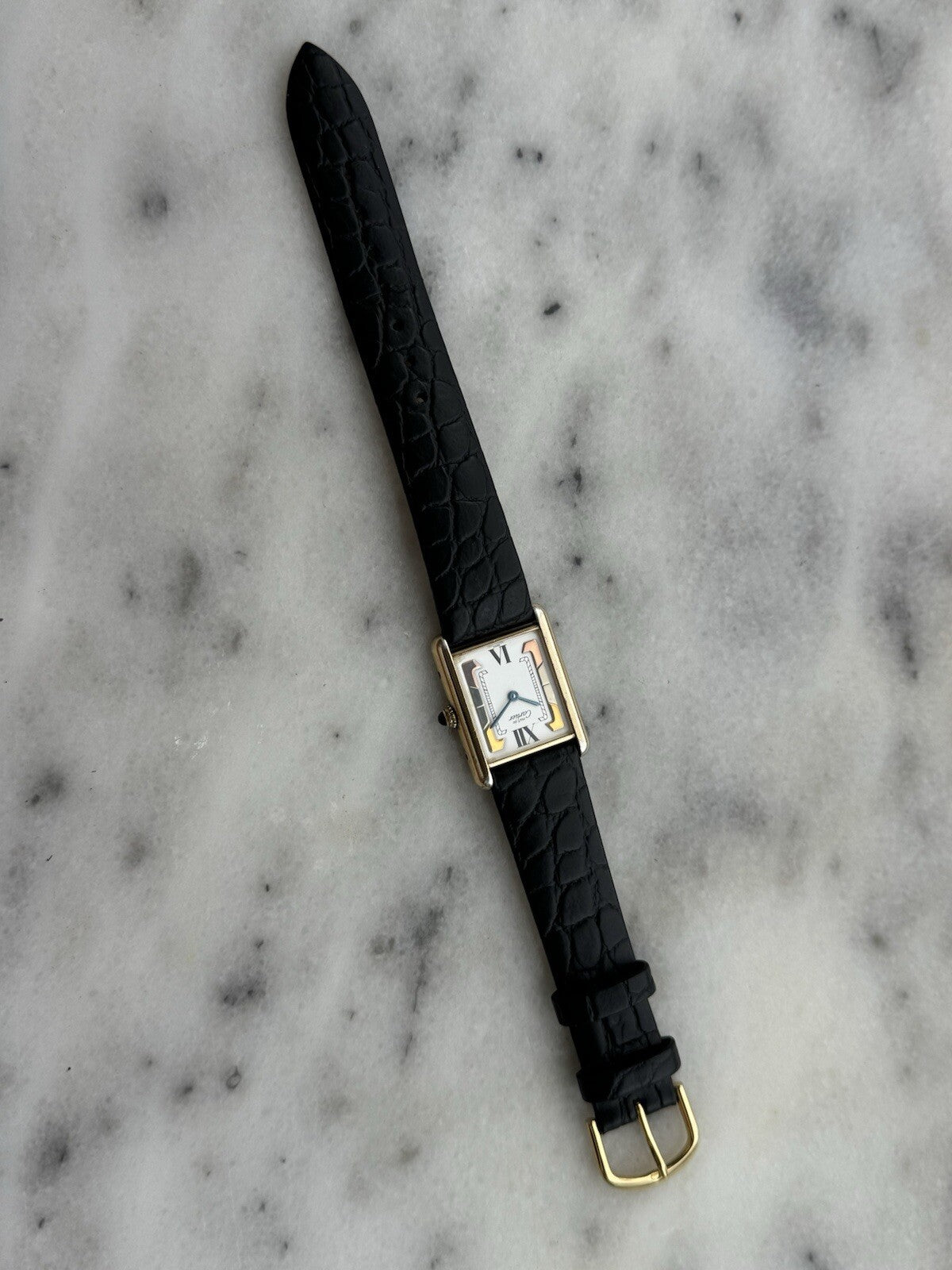 Cartier Tank Vermeil Quartz Argent 925 Midsize Tri Color 23.5x30.5mm Swiss Made