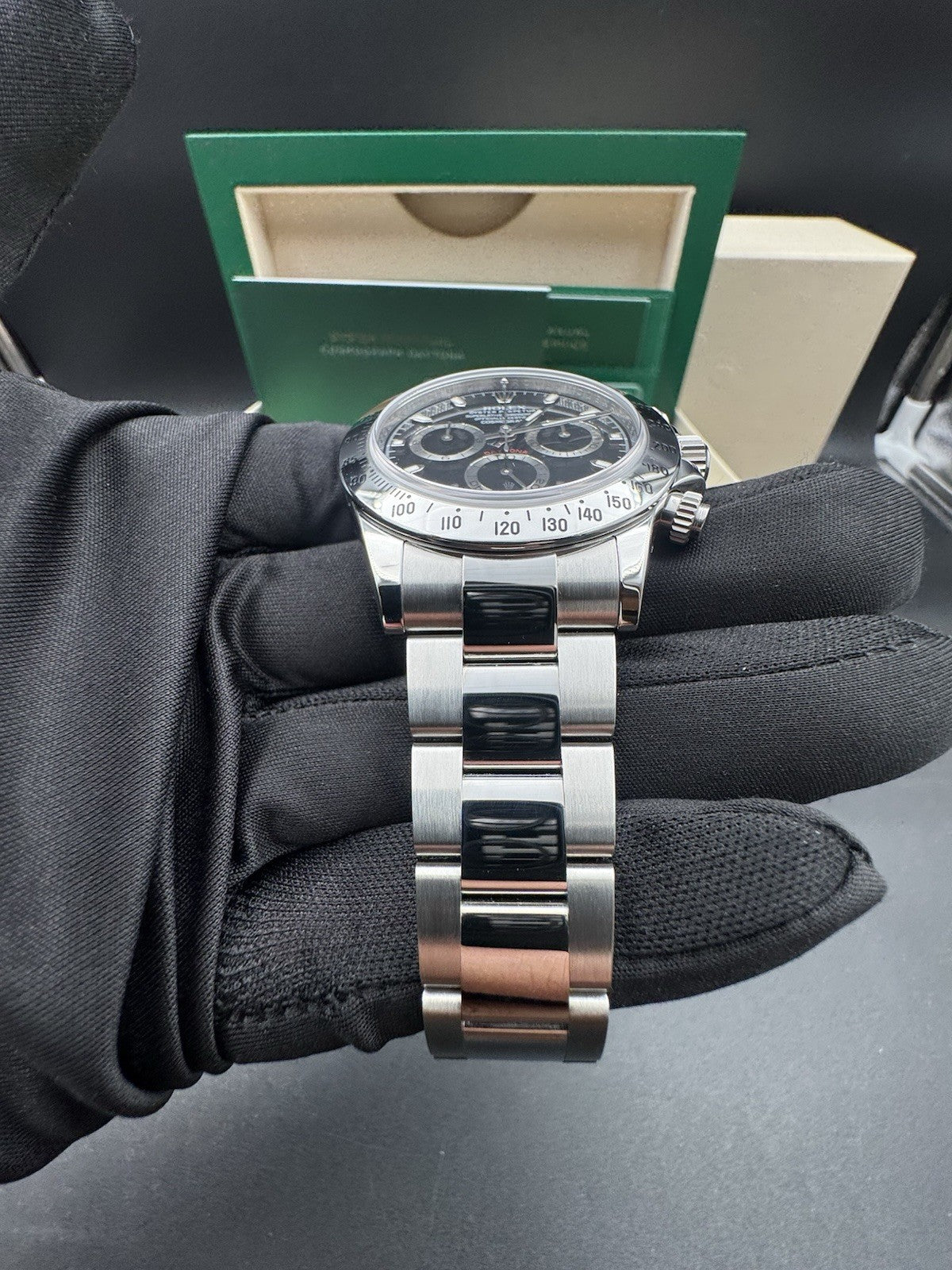 2016 Rolex Daytona Cosmograph 116520 Oyster Bracelet Black Dial Complete Set